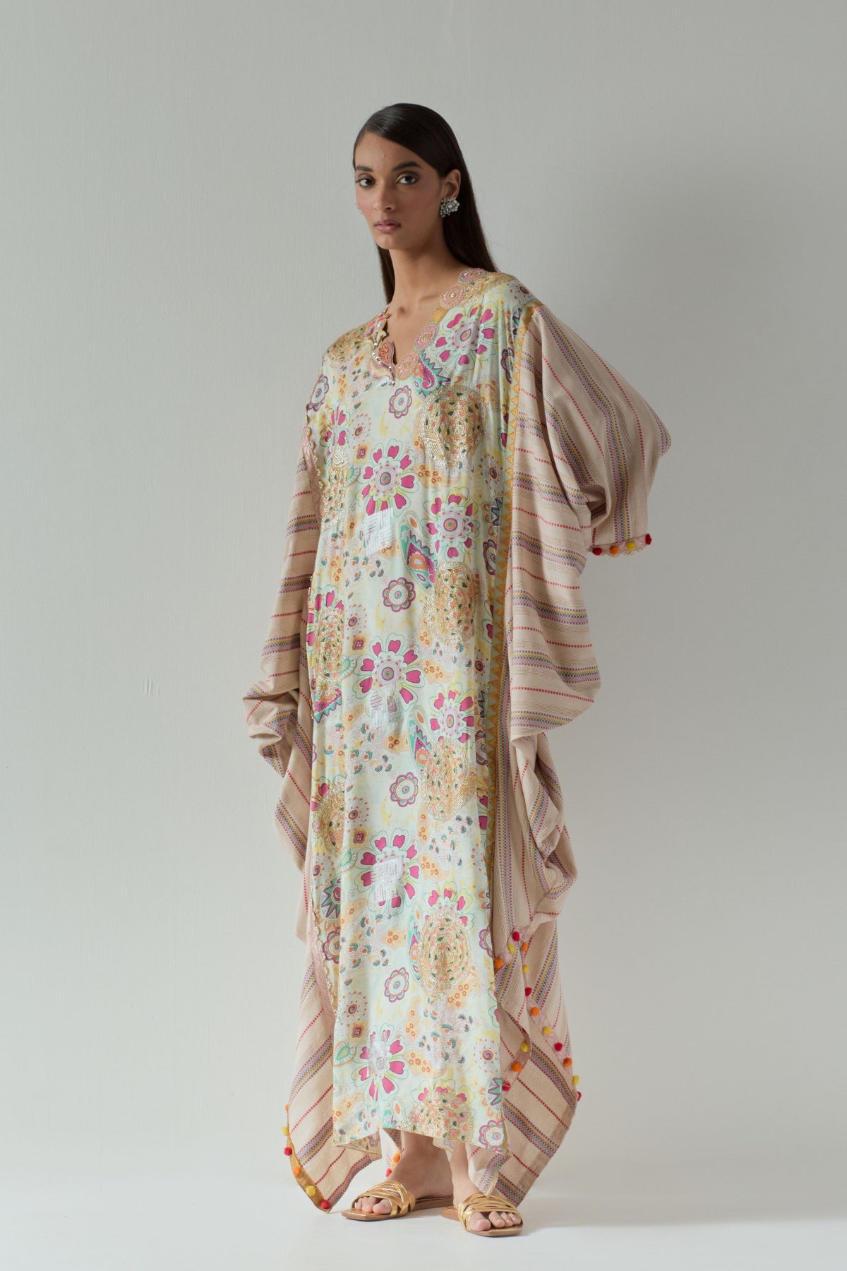 Printed White Kaftan