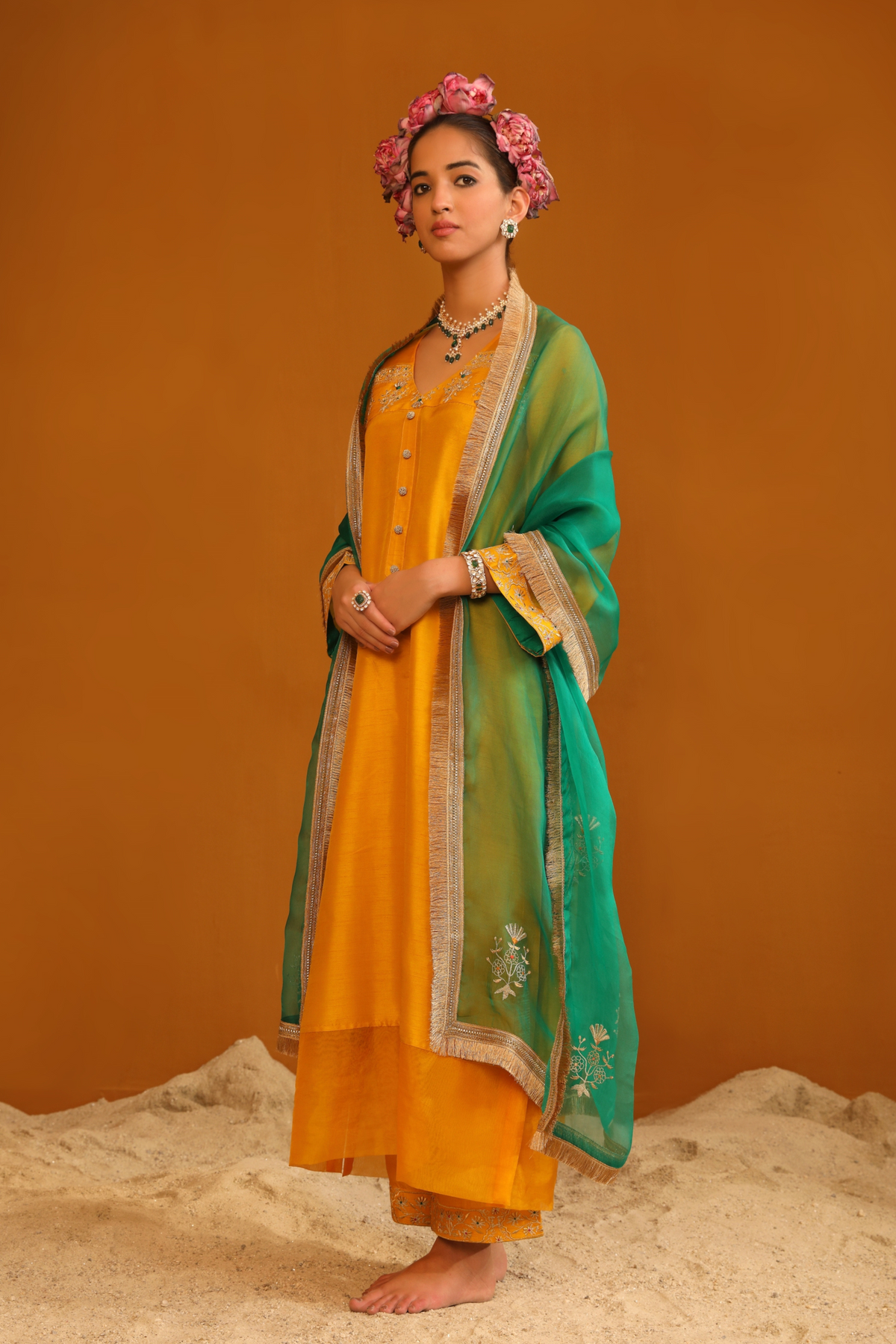 Zeenat Mustard Yellow Kurta Set