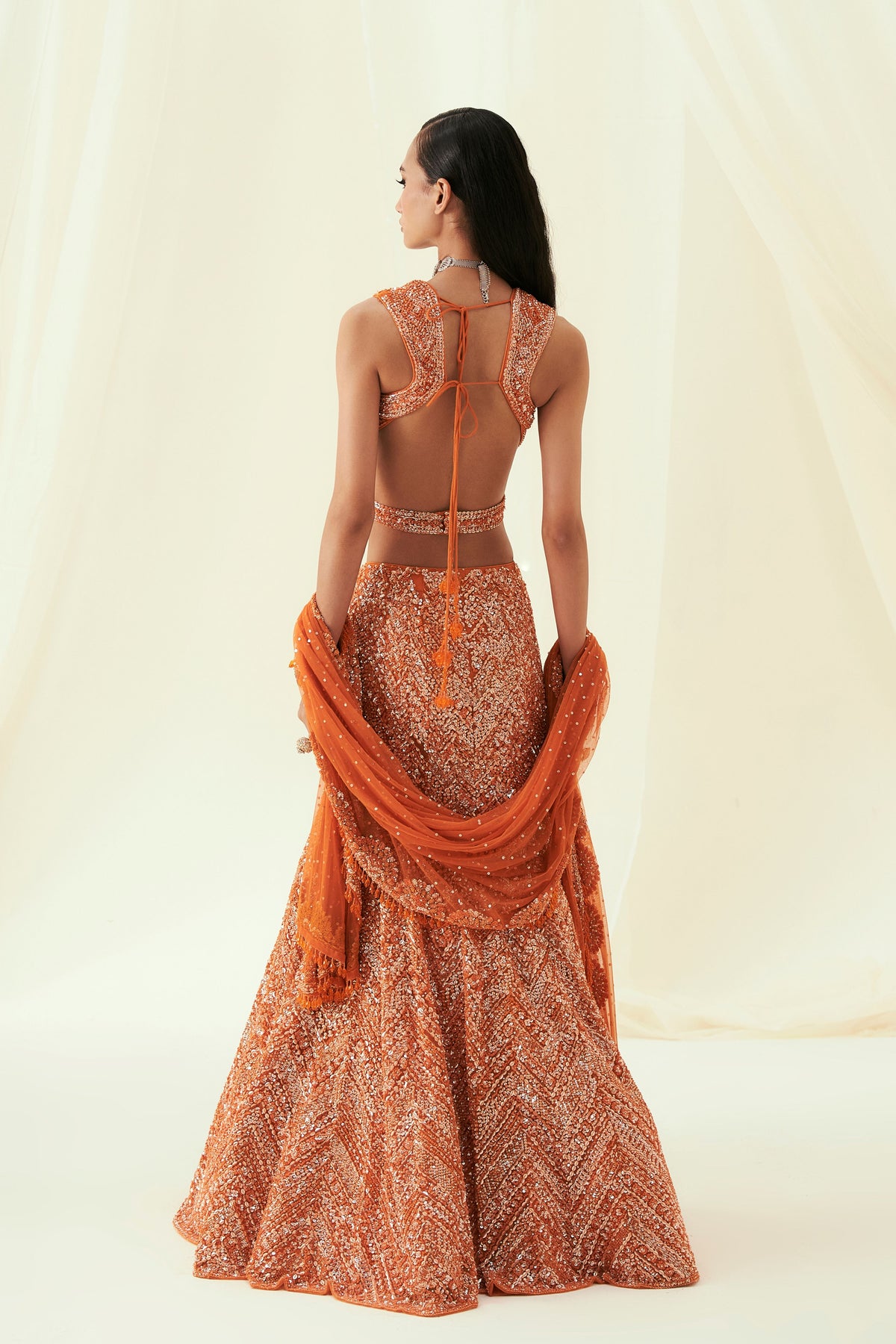 Orange Sara Lehenga set