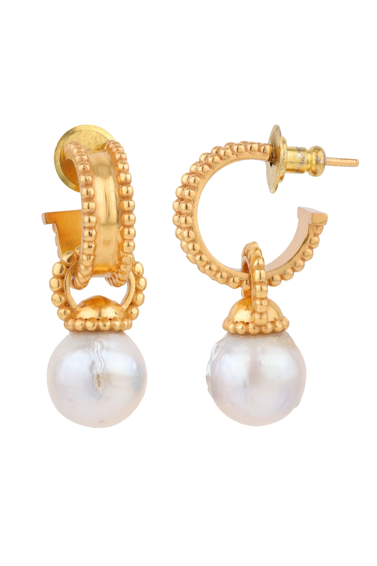 White Oyster Baroque Hoops Earrring