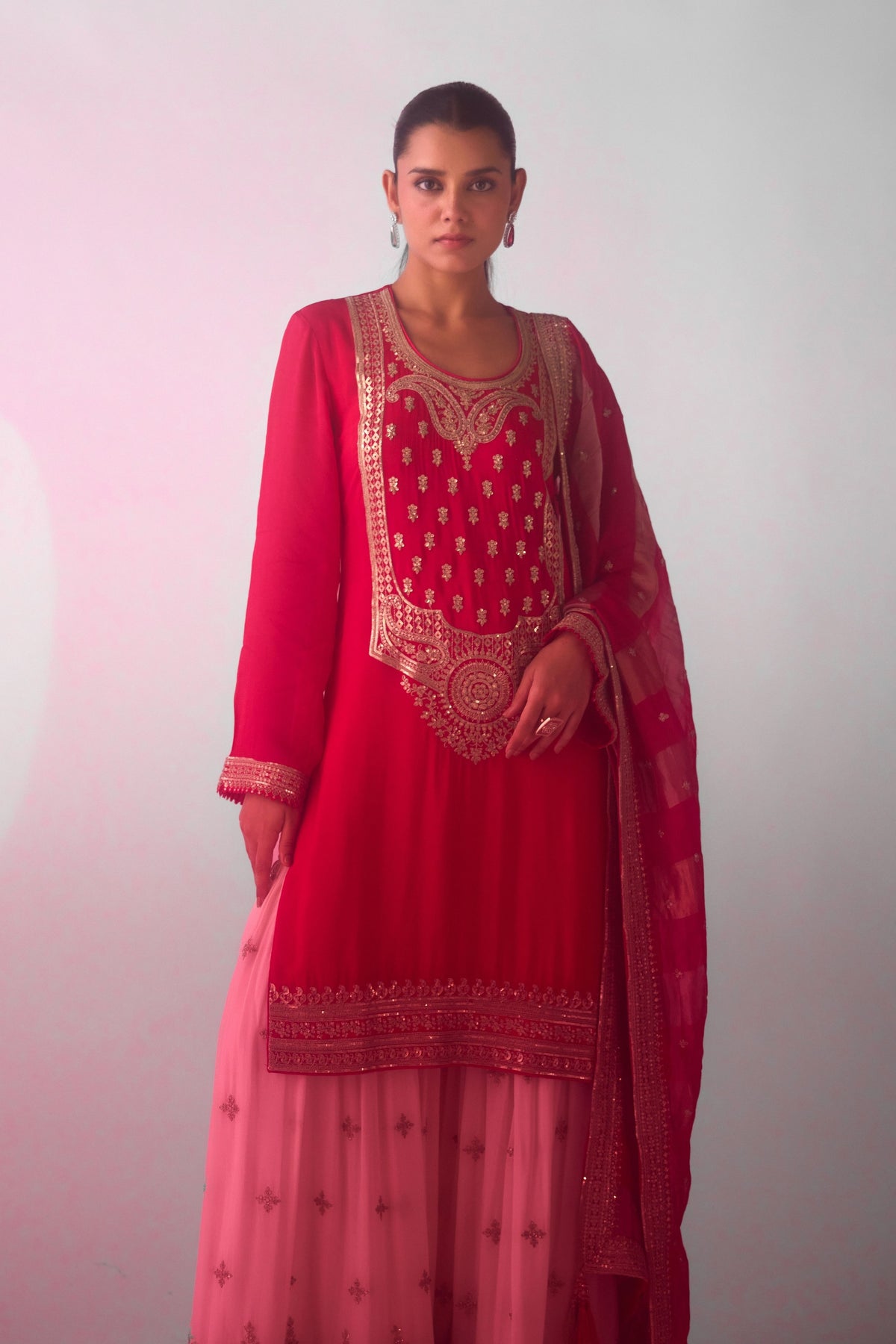 Pink Zari Work Sharara Set