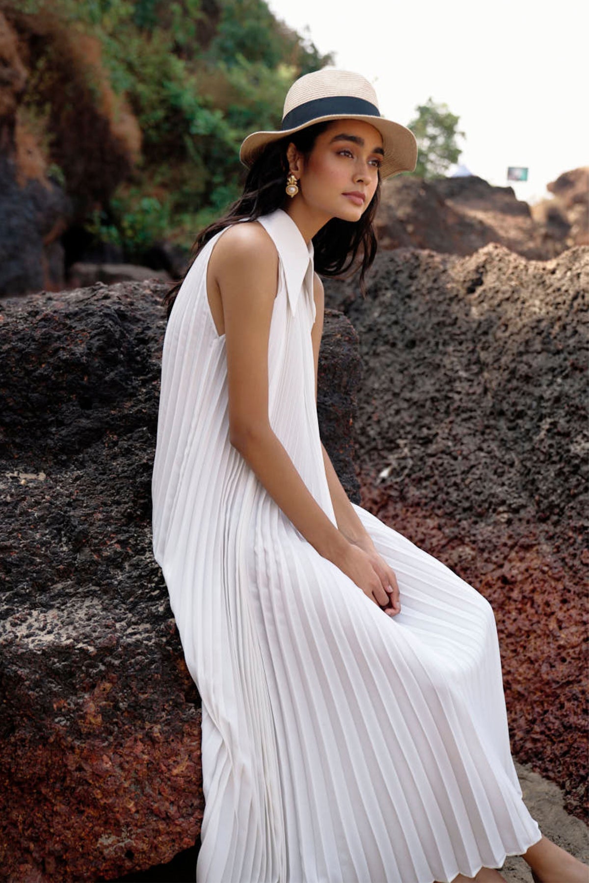 White Pleated Dress