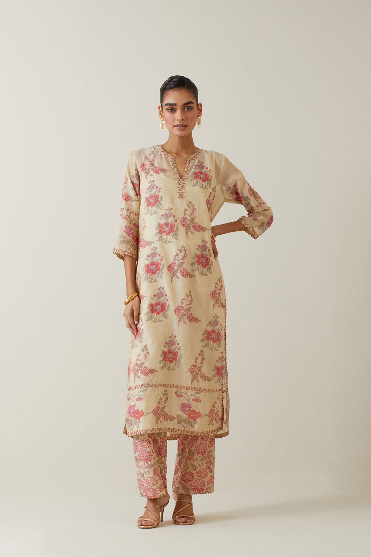 Tissue Chanderi Straight Kurta Set