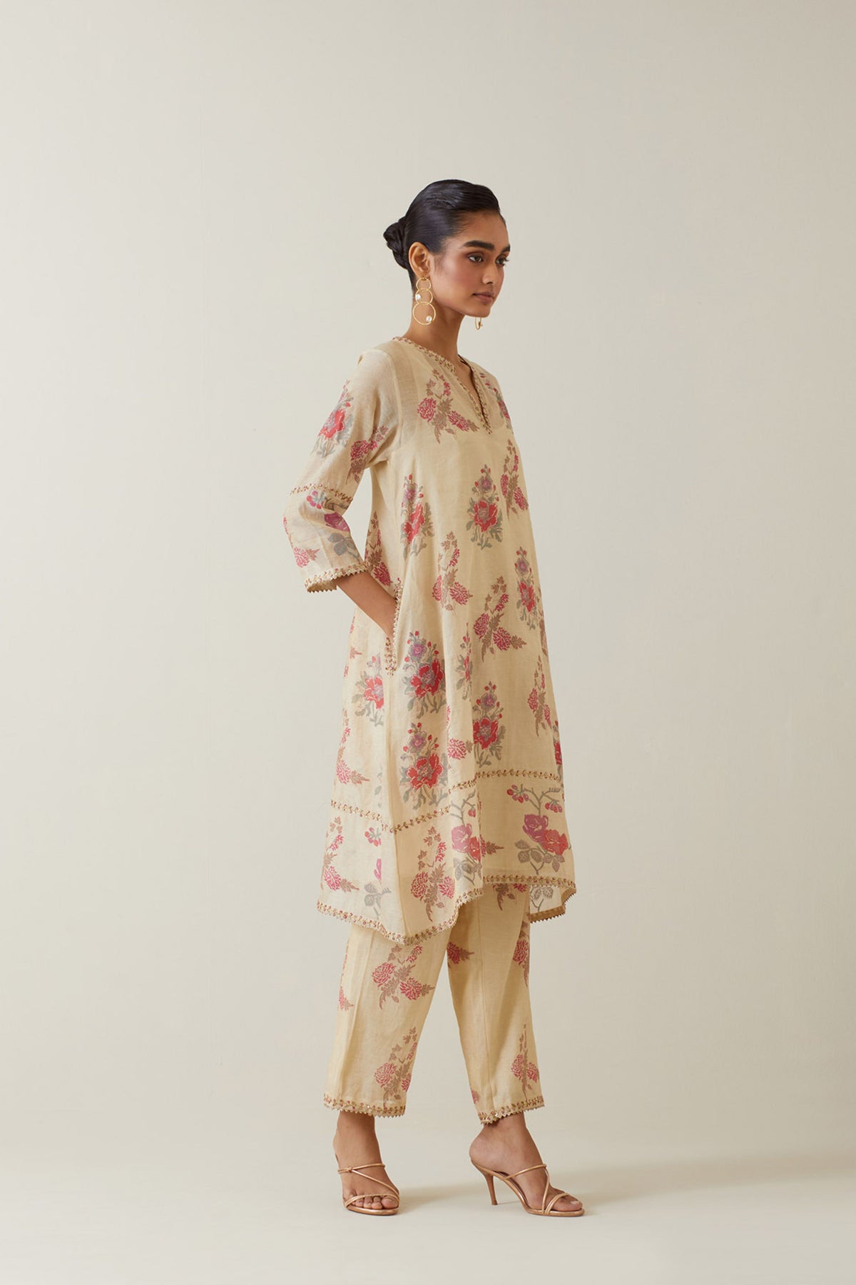 Hand Block Printed A-line Kurta Set.