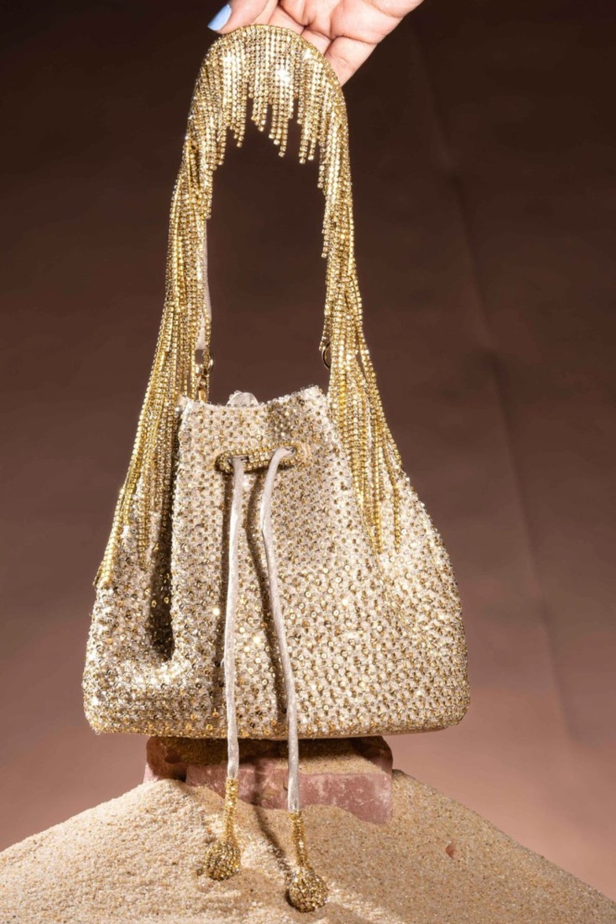 Pixel Gold Bucket Bag