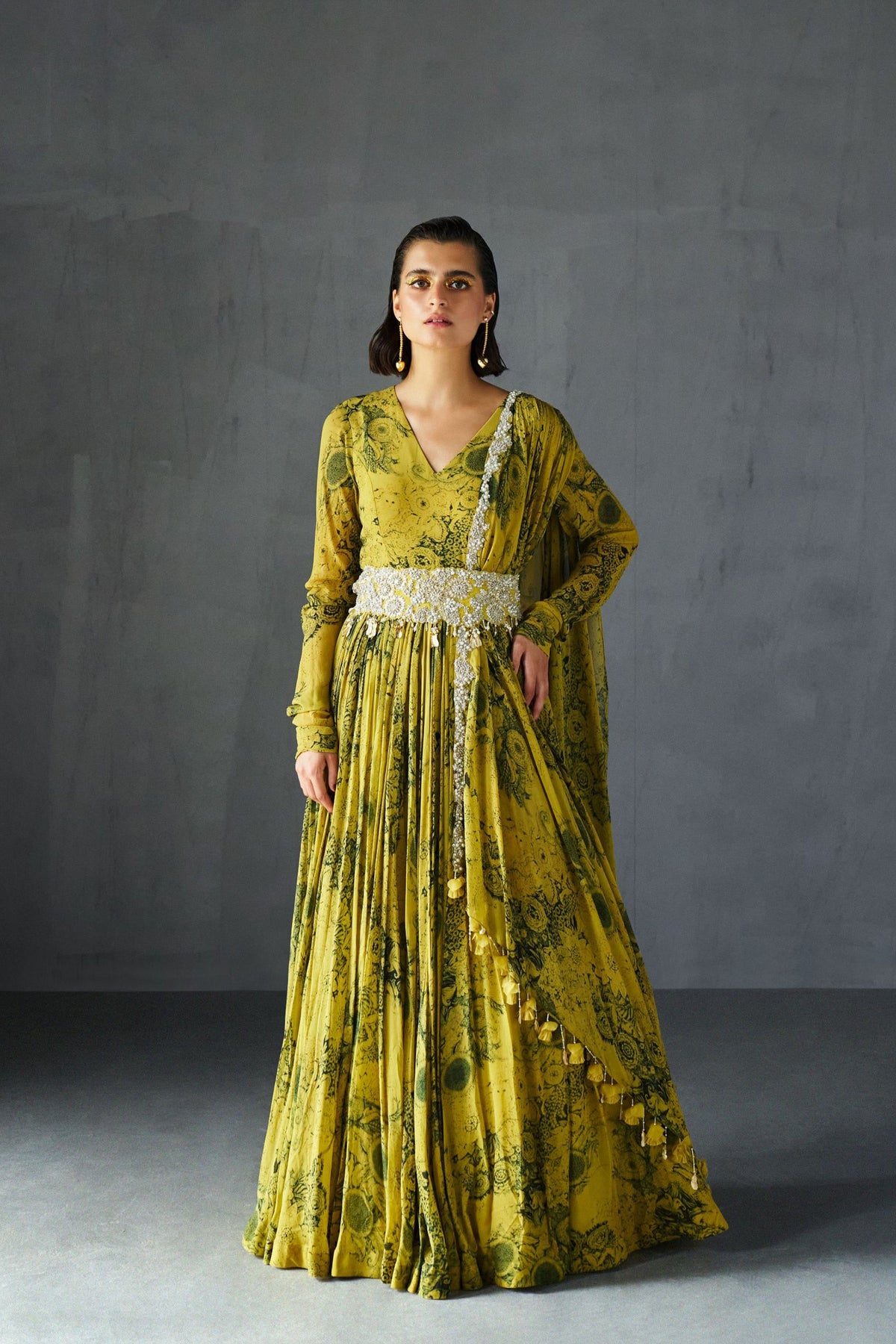 Mustard Anarkali Set