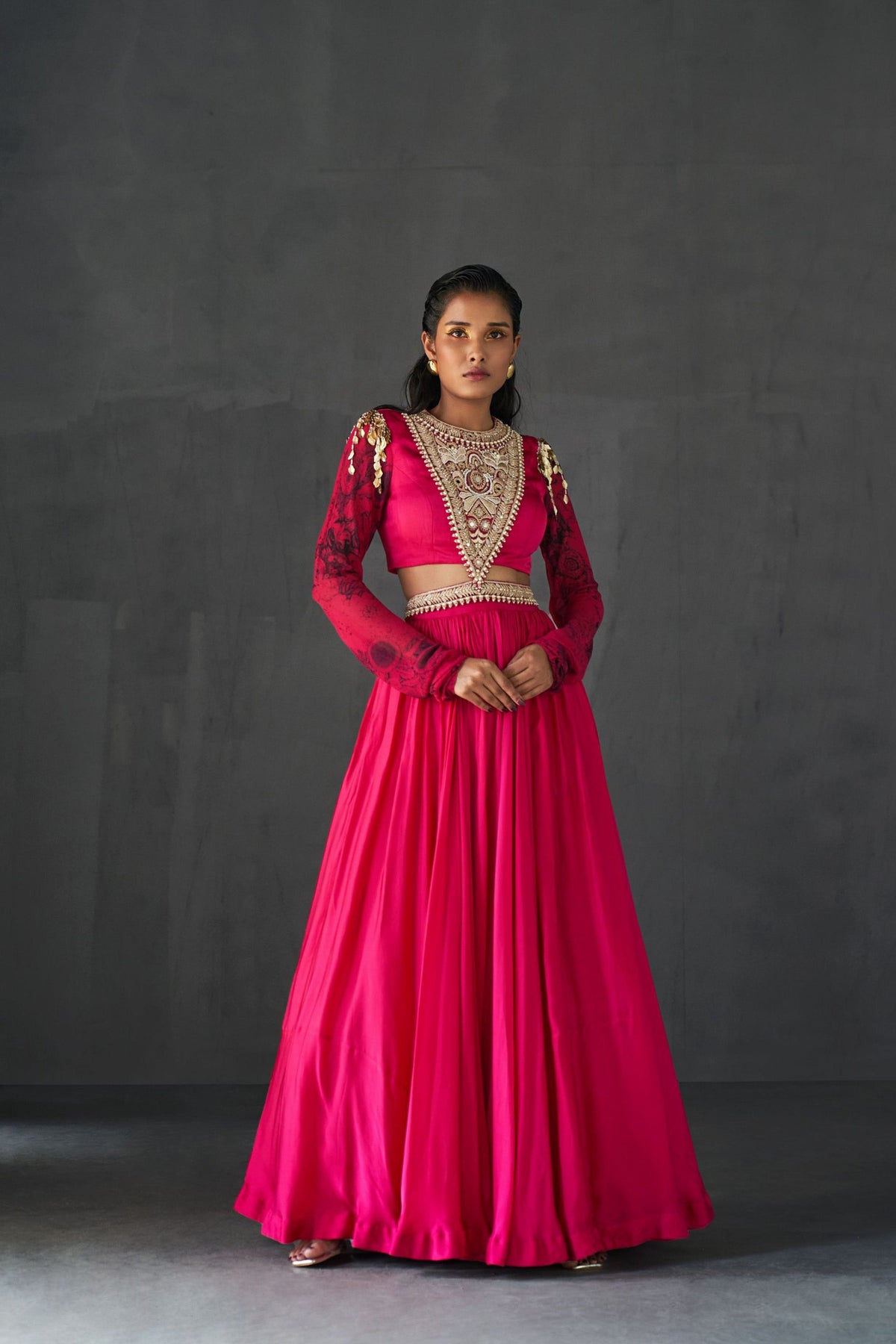 Fuschia Embroidered Lehenga Set