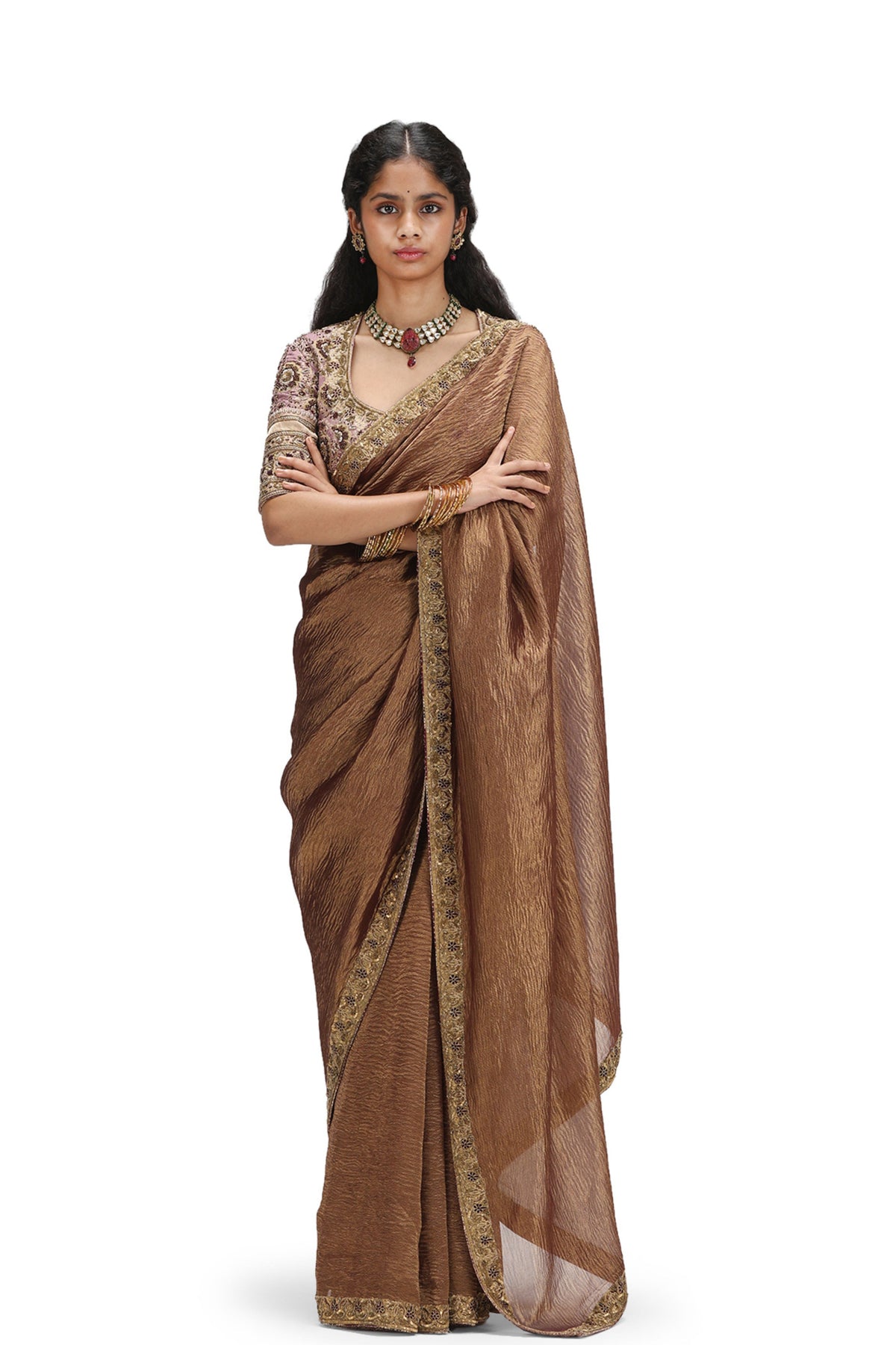 Sukhada Garnet Saree Set