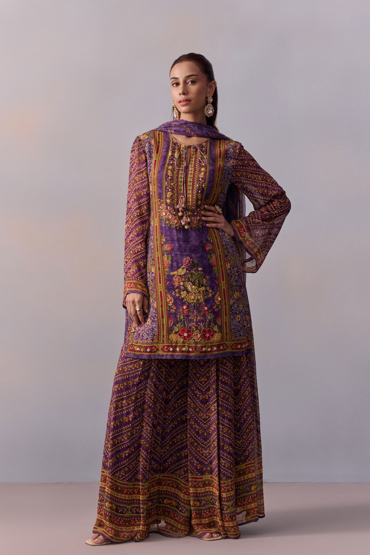 Purple Asma Sharara Set