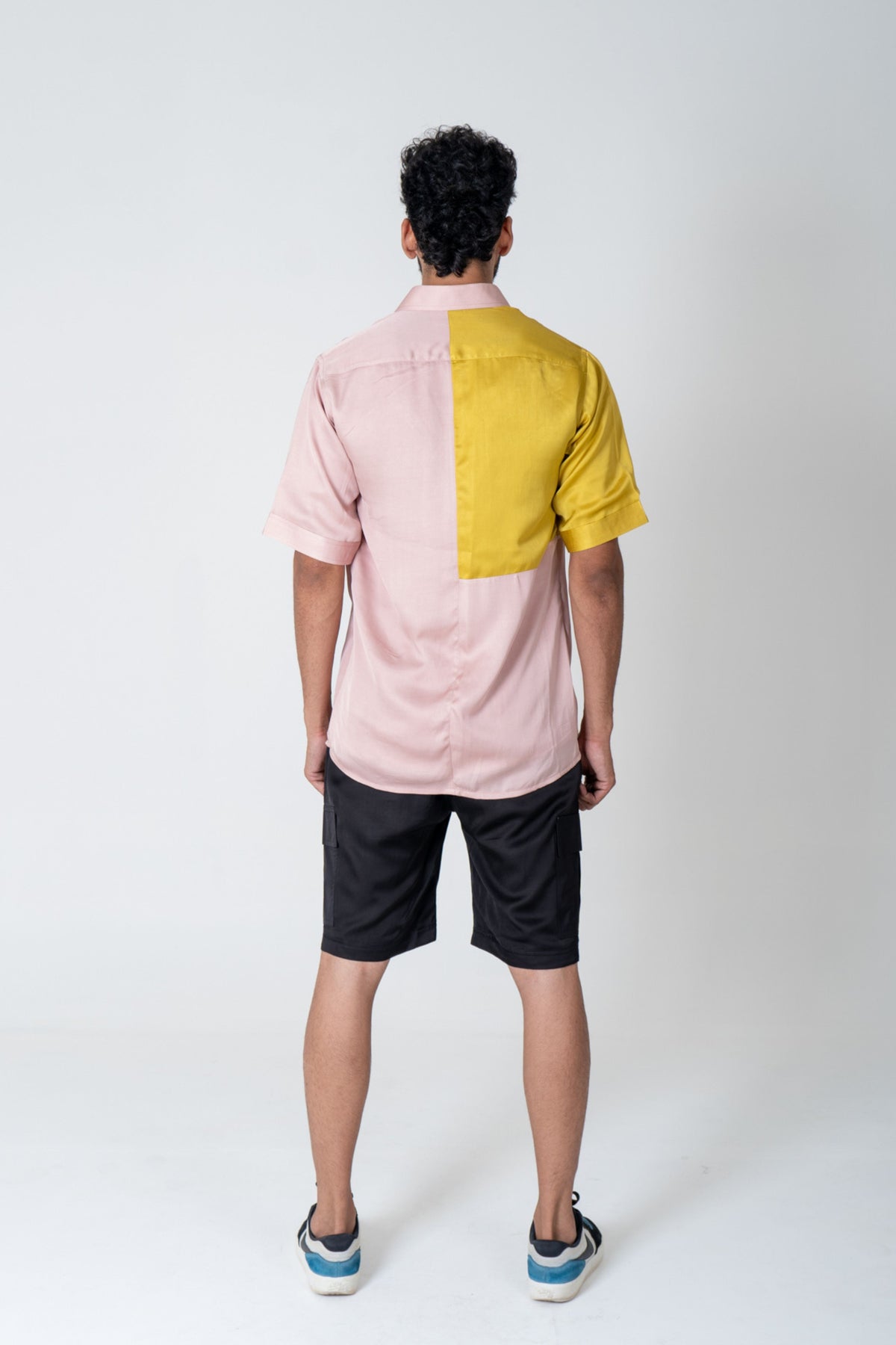 Pink-yellow Color-blocked Shirt