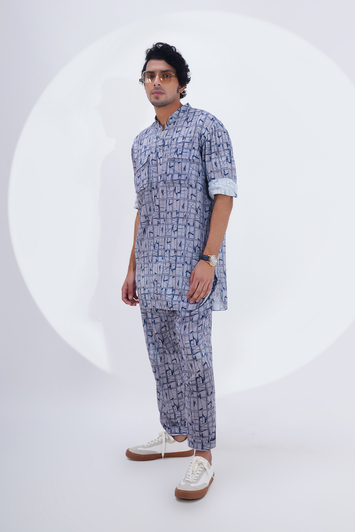 Grey Printed Kurta Set