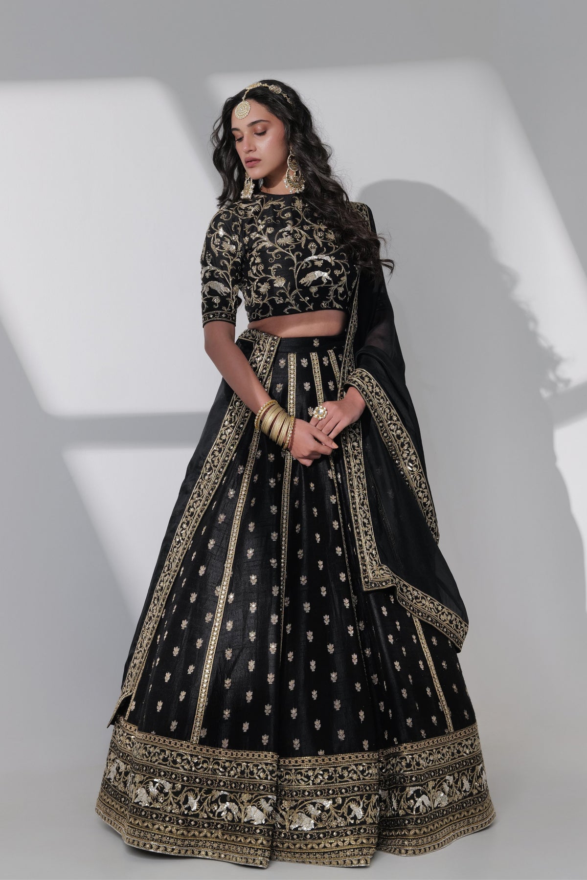 Black Embroidery Lehenga Set