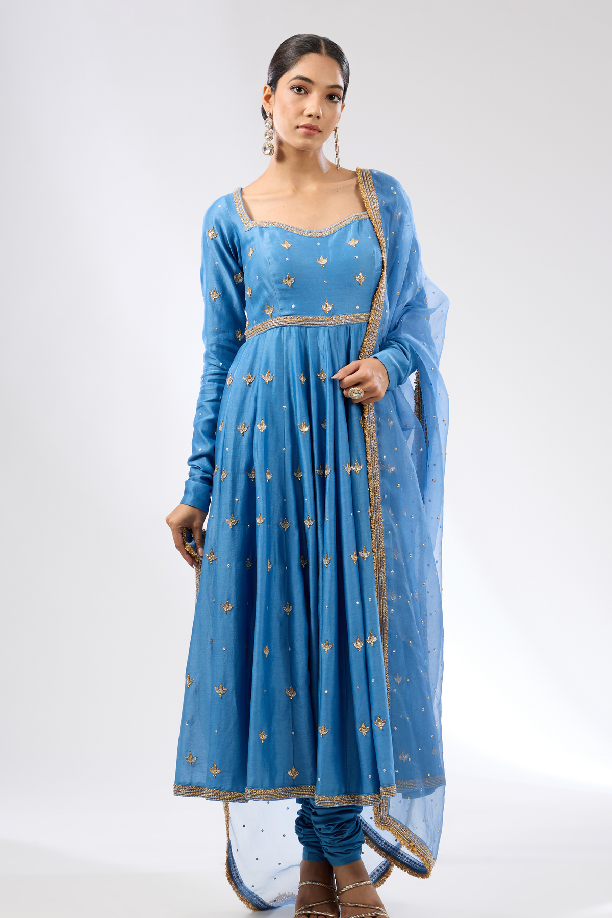 Gota Patti Blue Anarkali Set