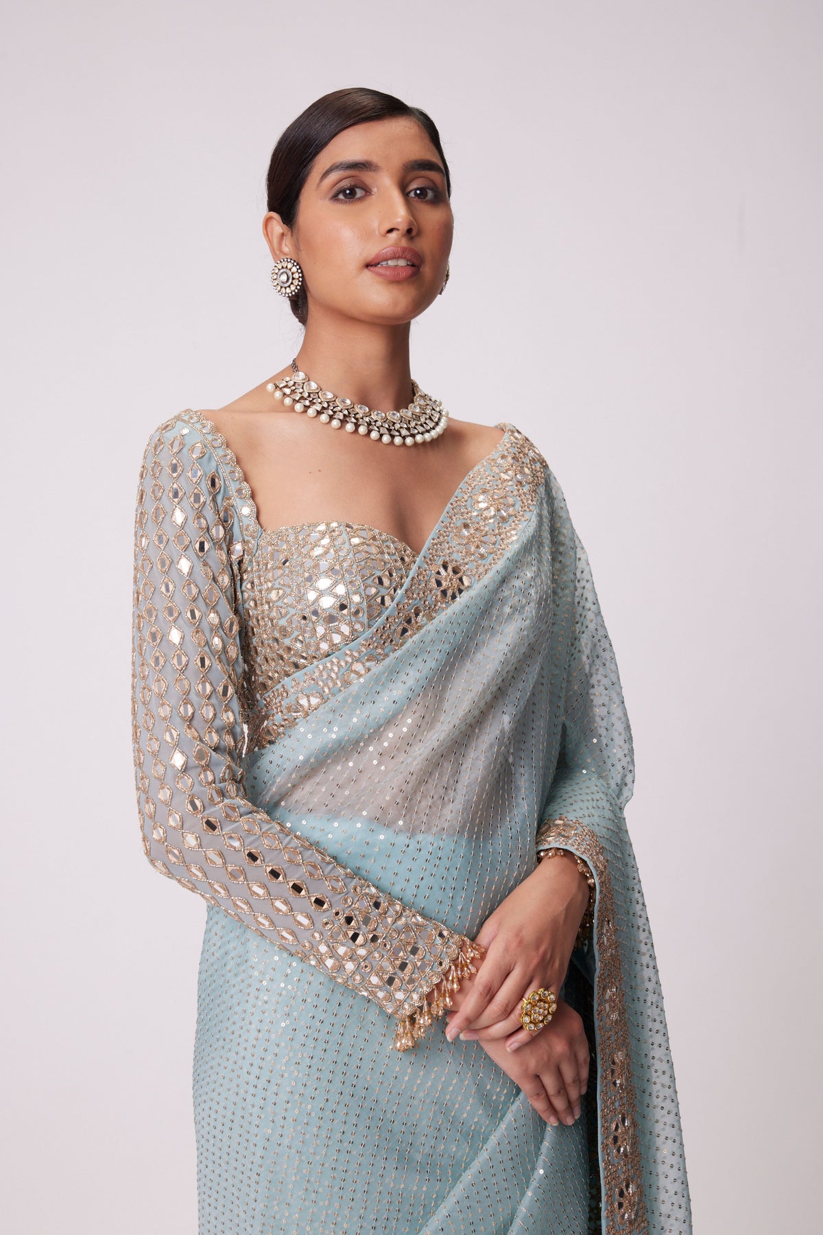 Powder Blue Saree Set