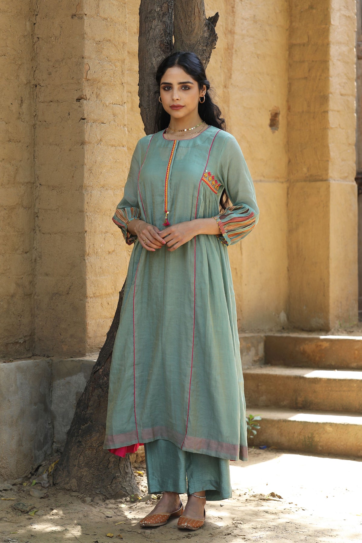 Teal Blue Chunnat Kurta Set