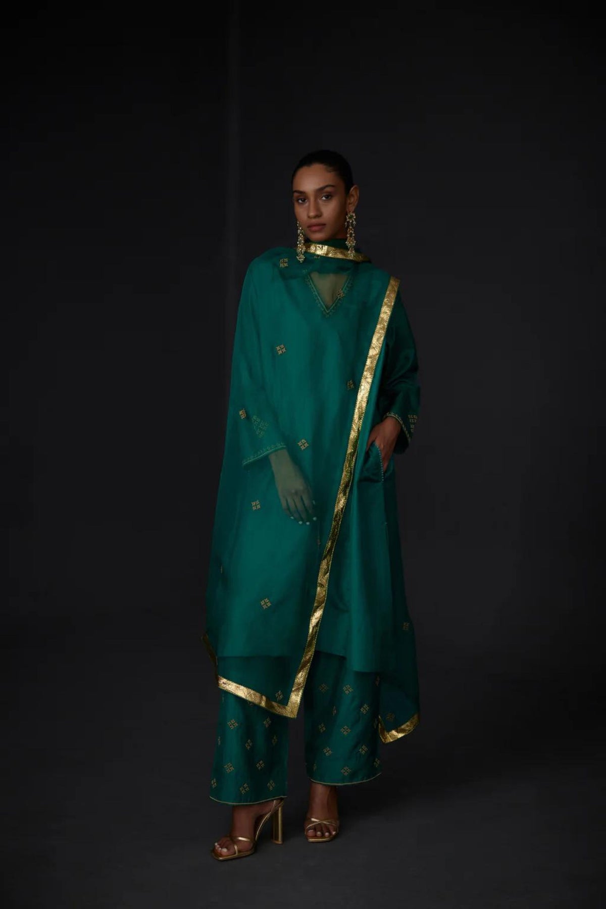 Evergreen Embroidered Dupatta