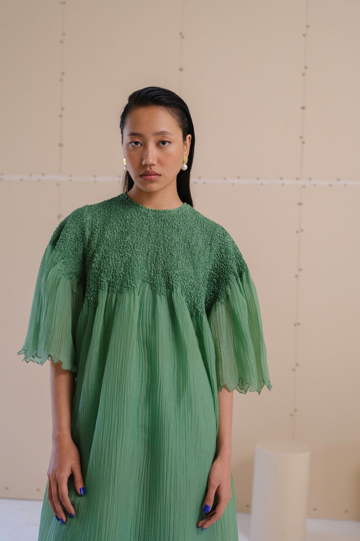 Moss Dress in Weed Green