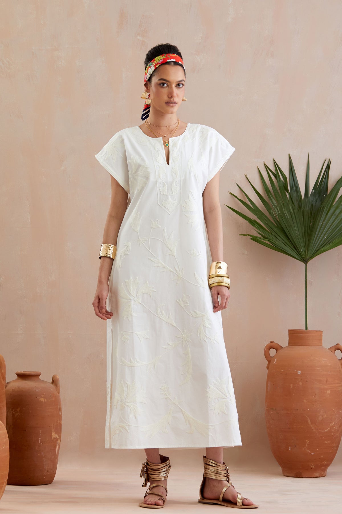 Ivory Embroidery Maxi Dress