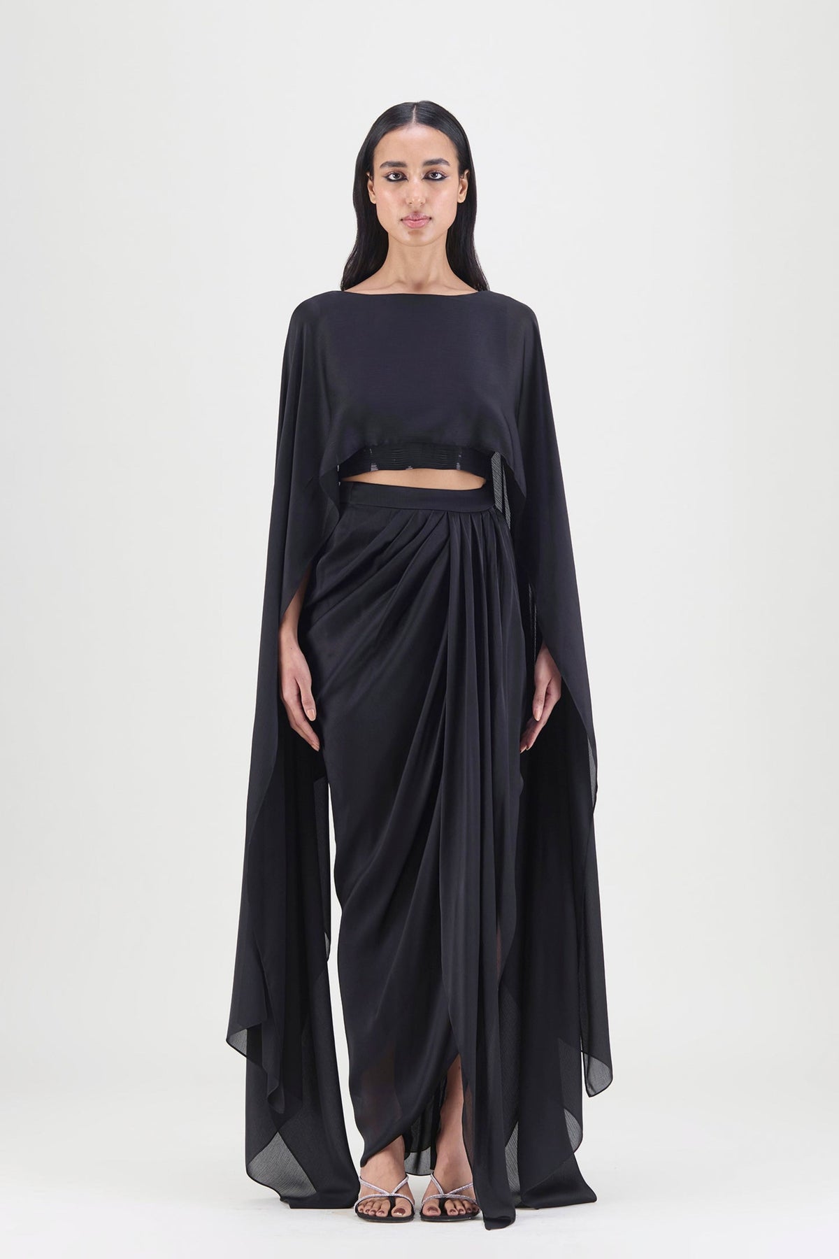 Fluid Cape and Skirt In Black