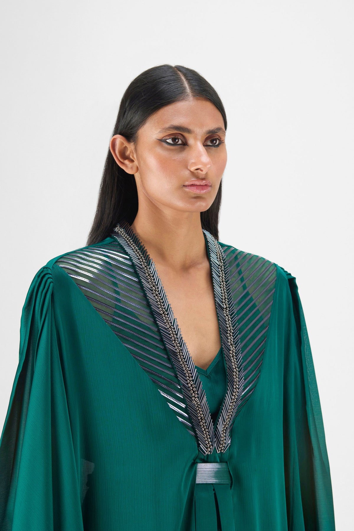 Emerald Structured Cape With Beads