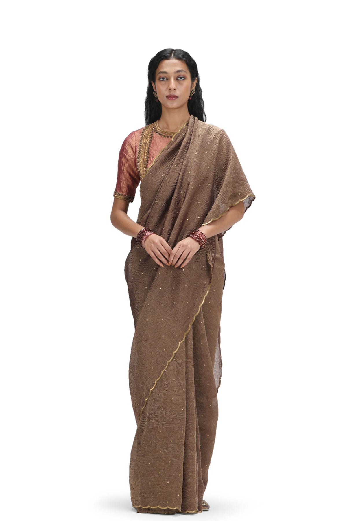 Gandhari Garnet Saree Set