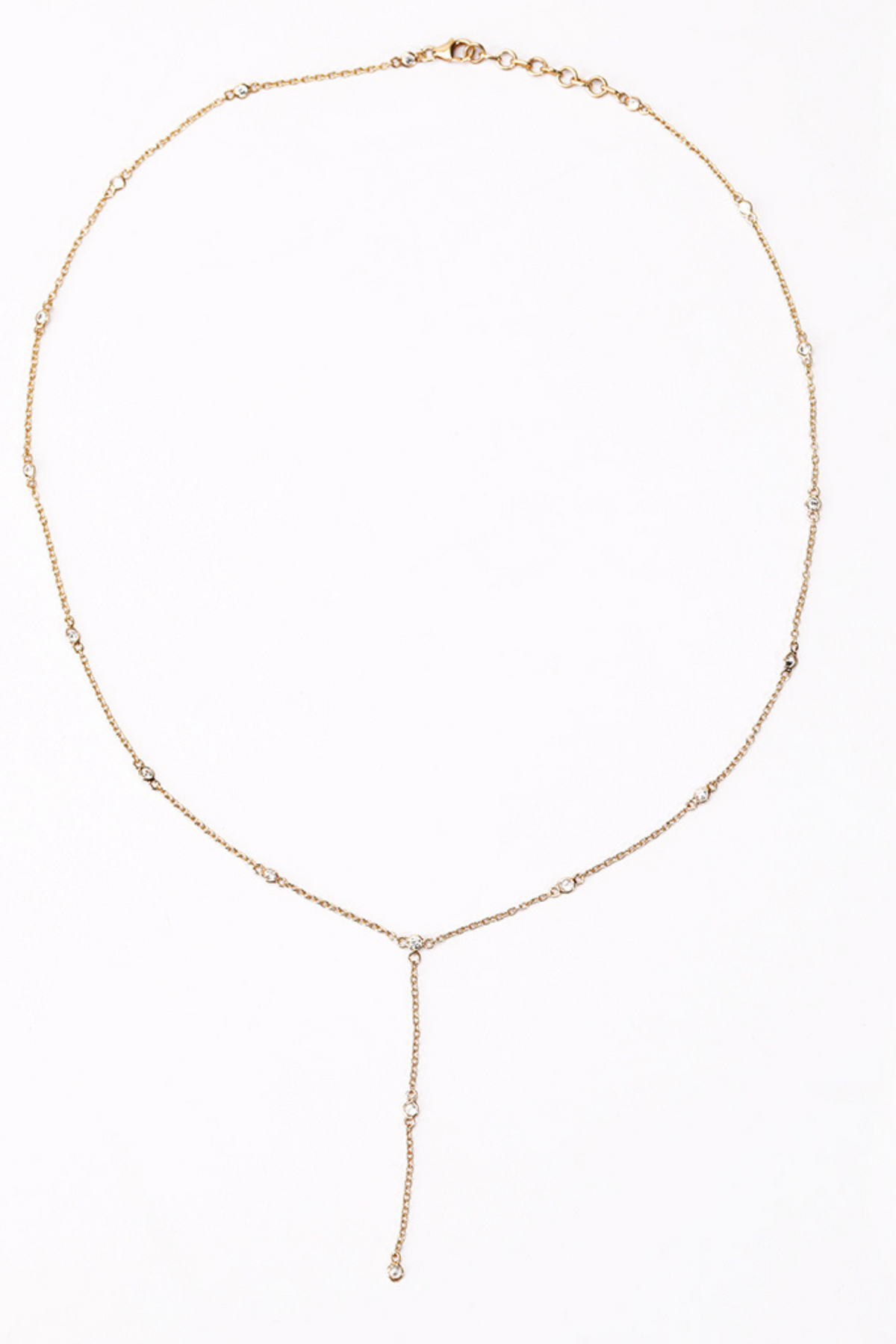 Petite Y- Necklace With Diamond Spacers