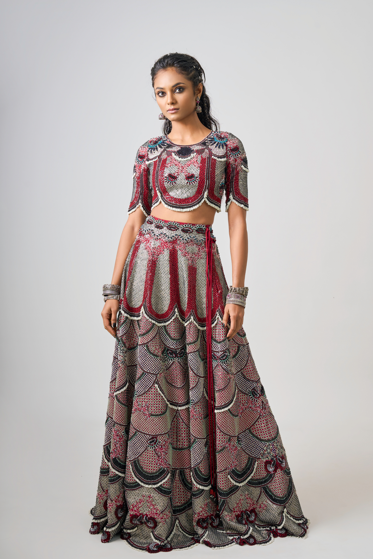 Burgundy Lehenga With Blouse