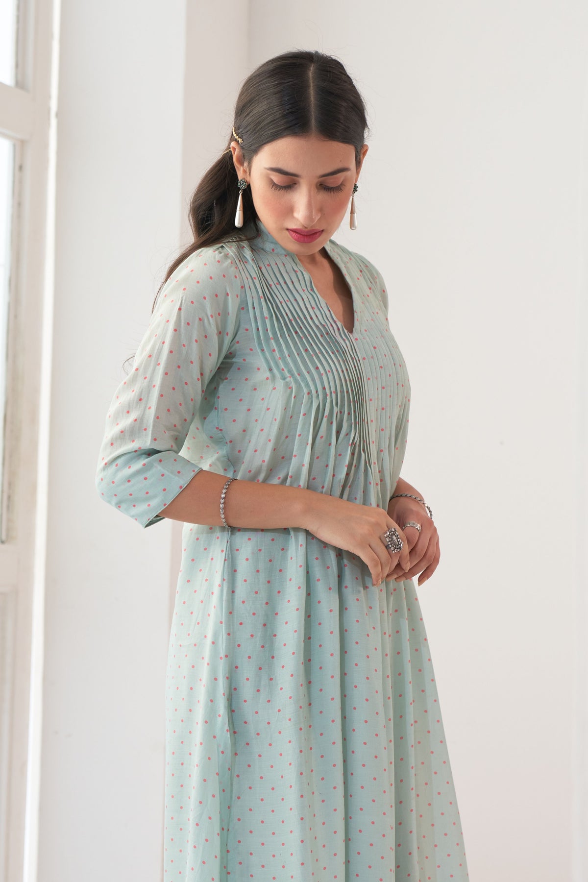 Aqua Peony Kurta Palazzo