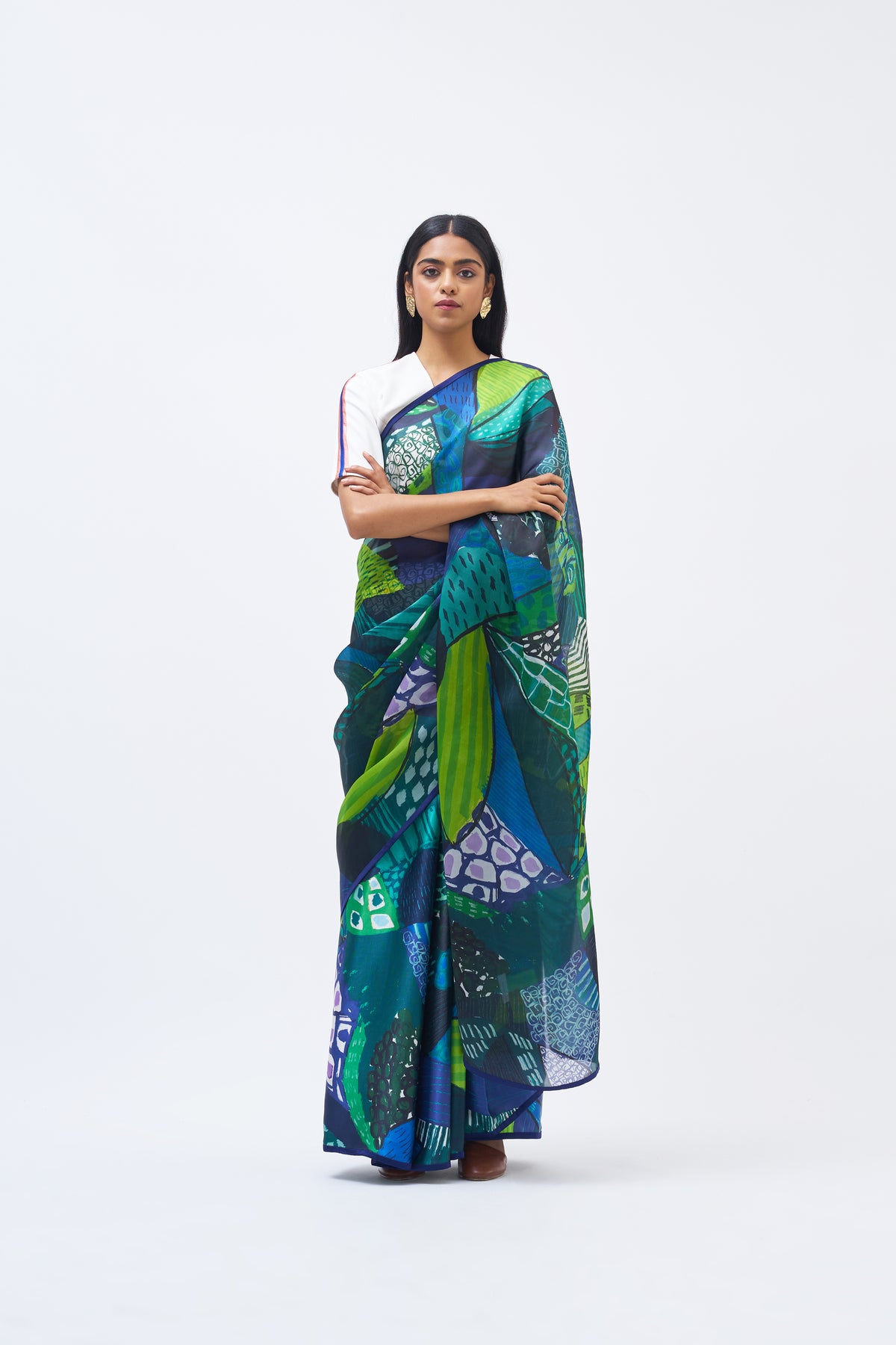 Torres Strait Forest Green Saree