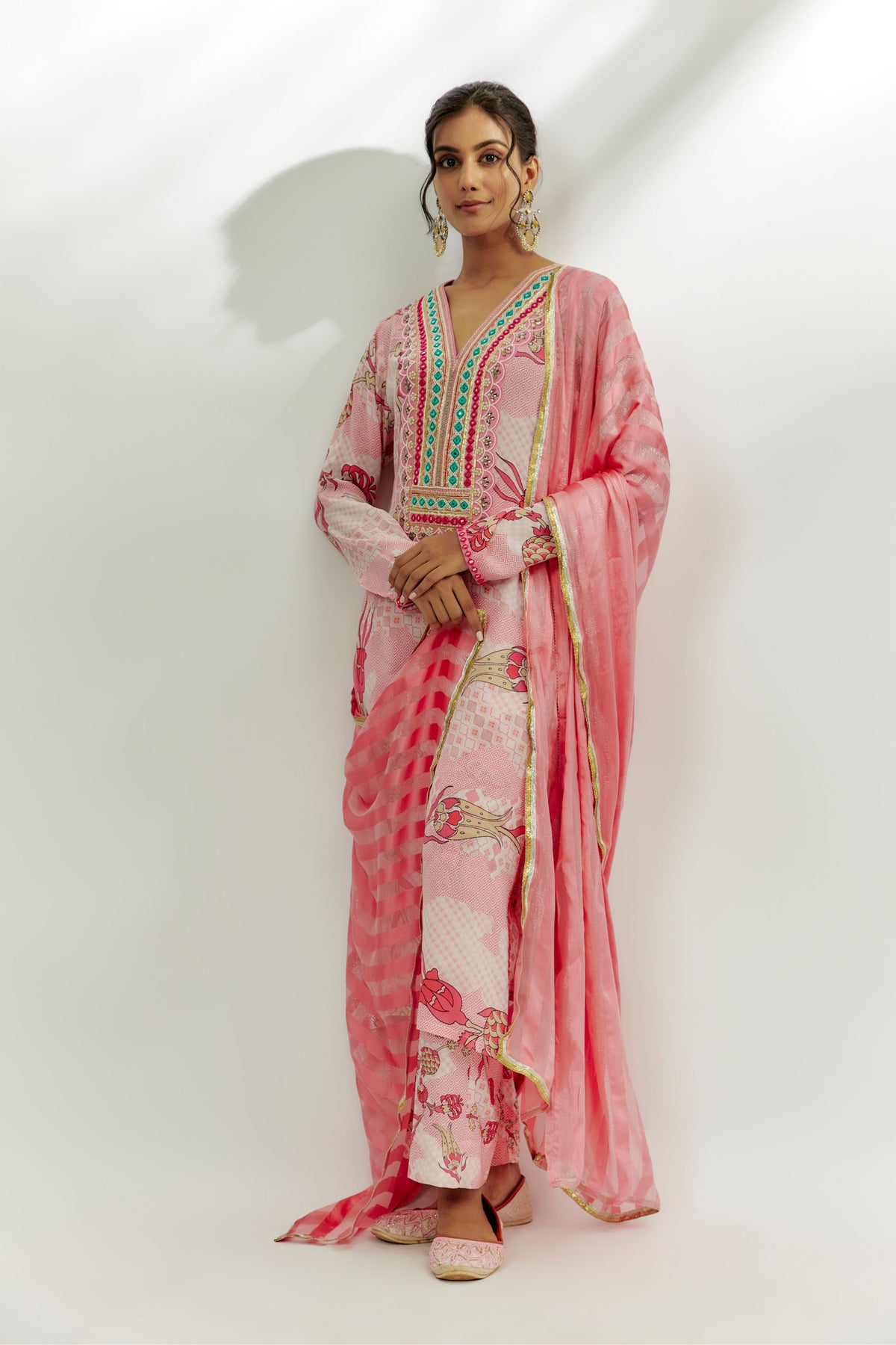 Pastel Pink Printed Kurta Set