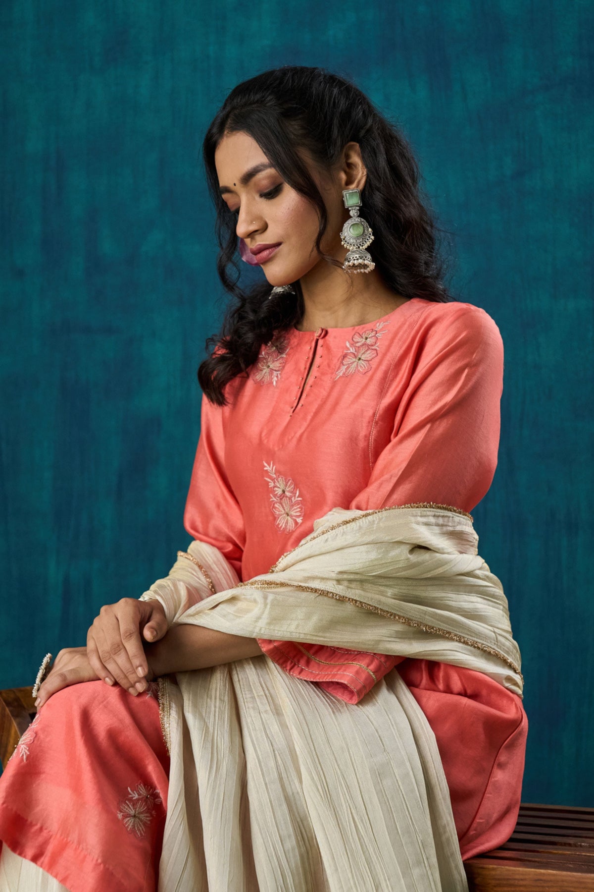 Peach Floral Urvi Kurta Sets