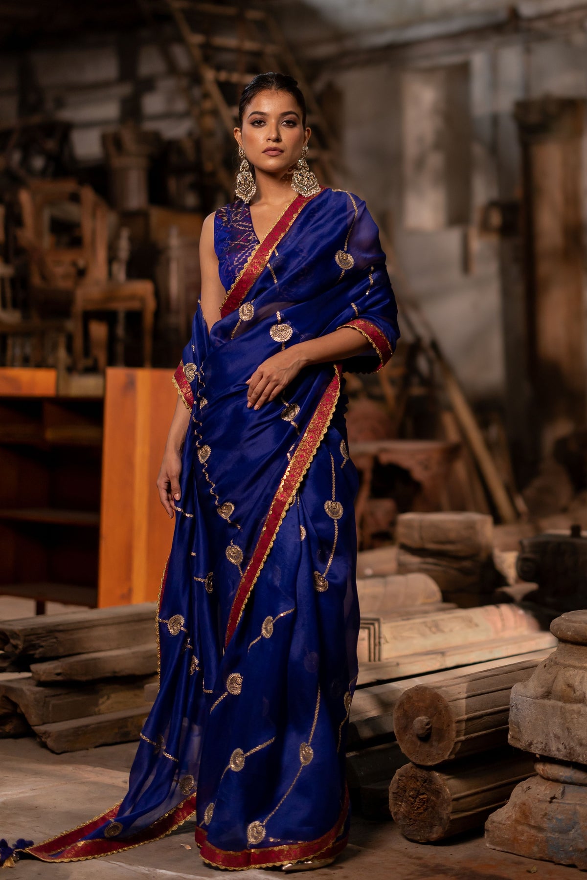 Blue Lehriya Chand Saree