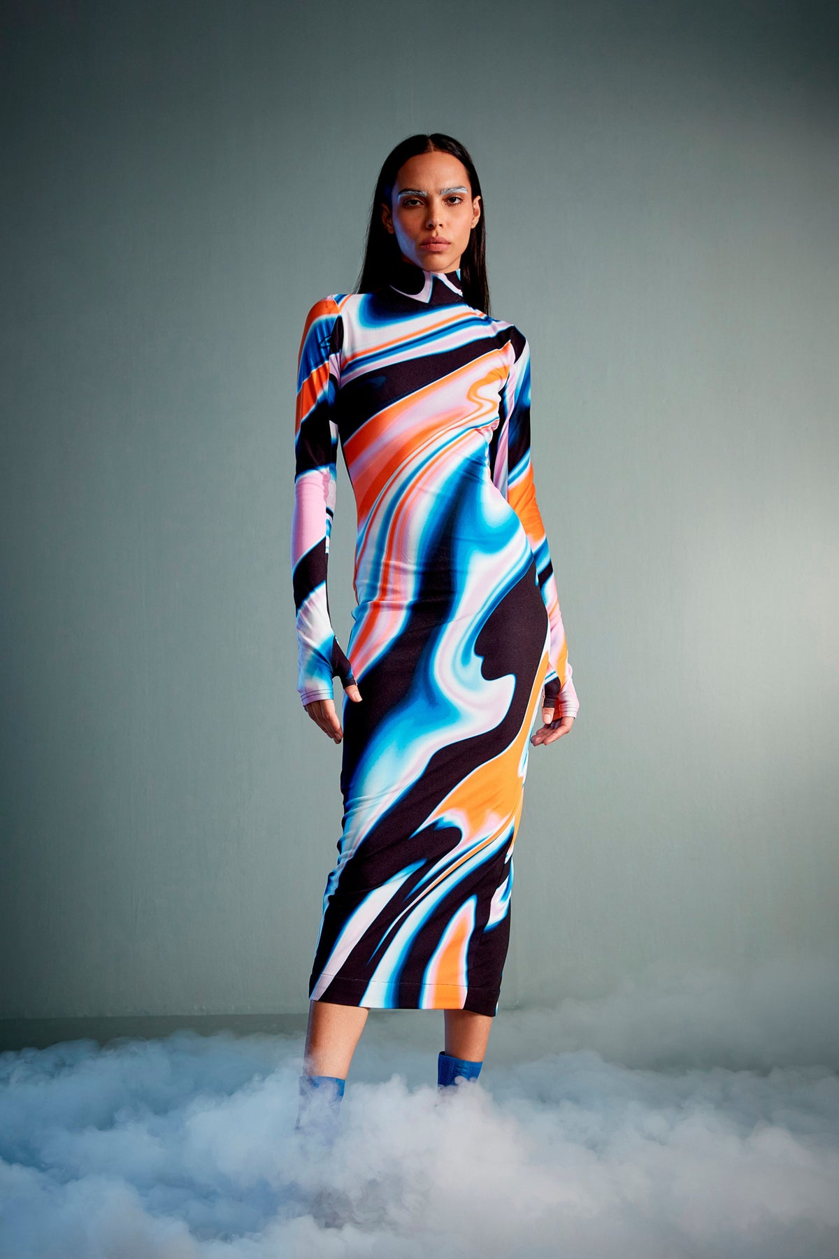 Fluid Print Bodycon Dress