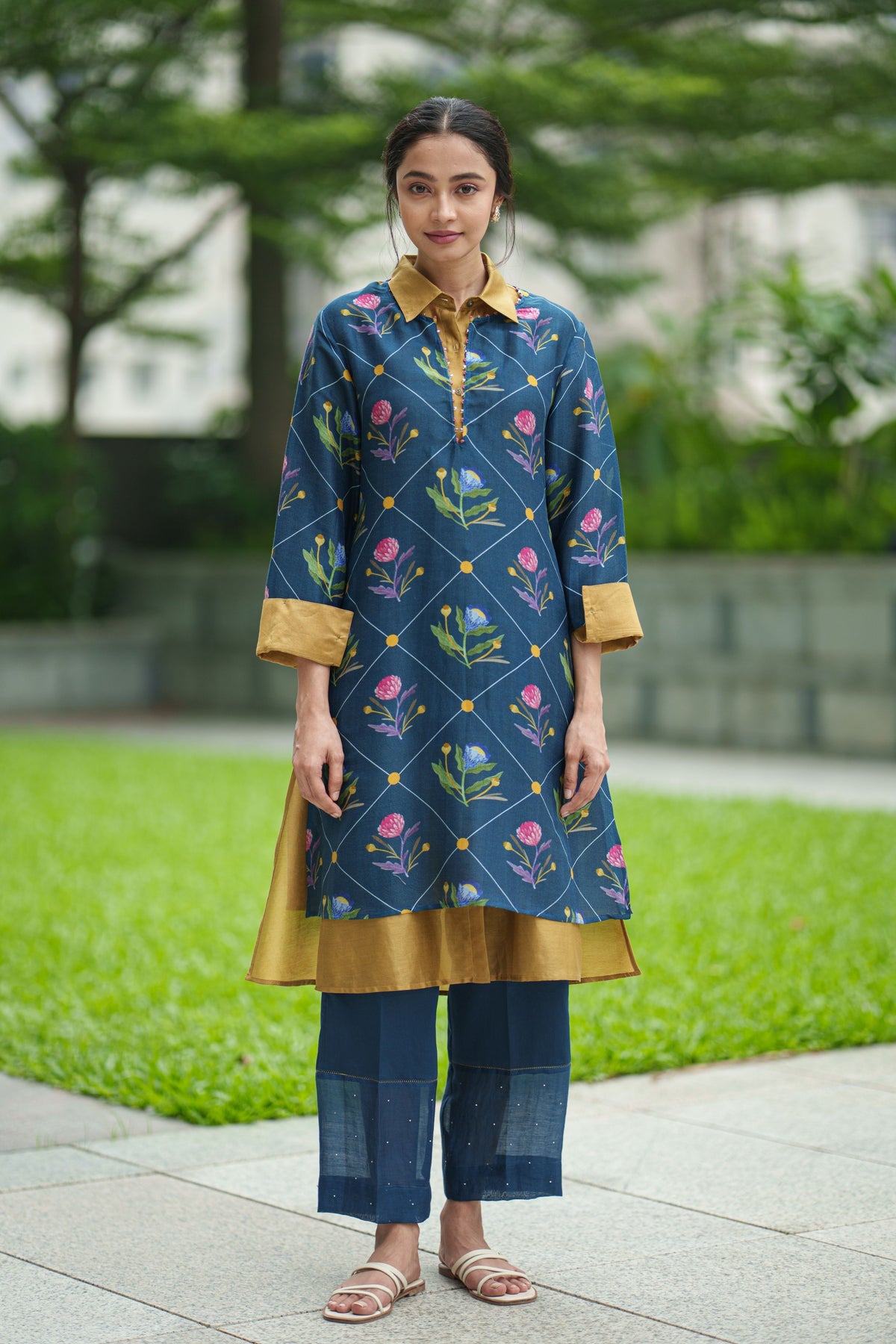 Dahlia Blue Geo Kurta Set