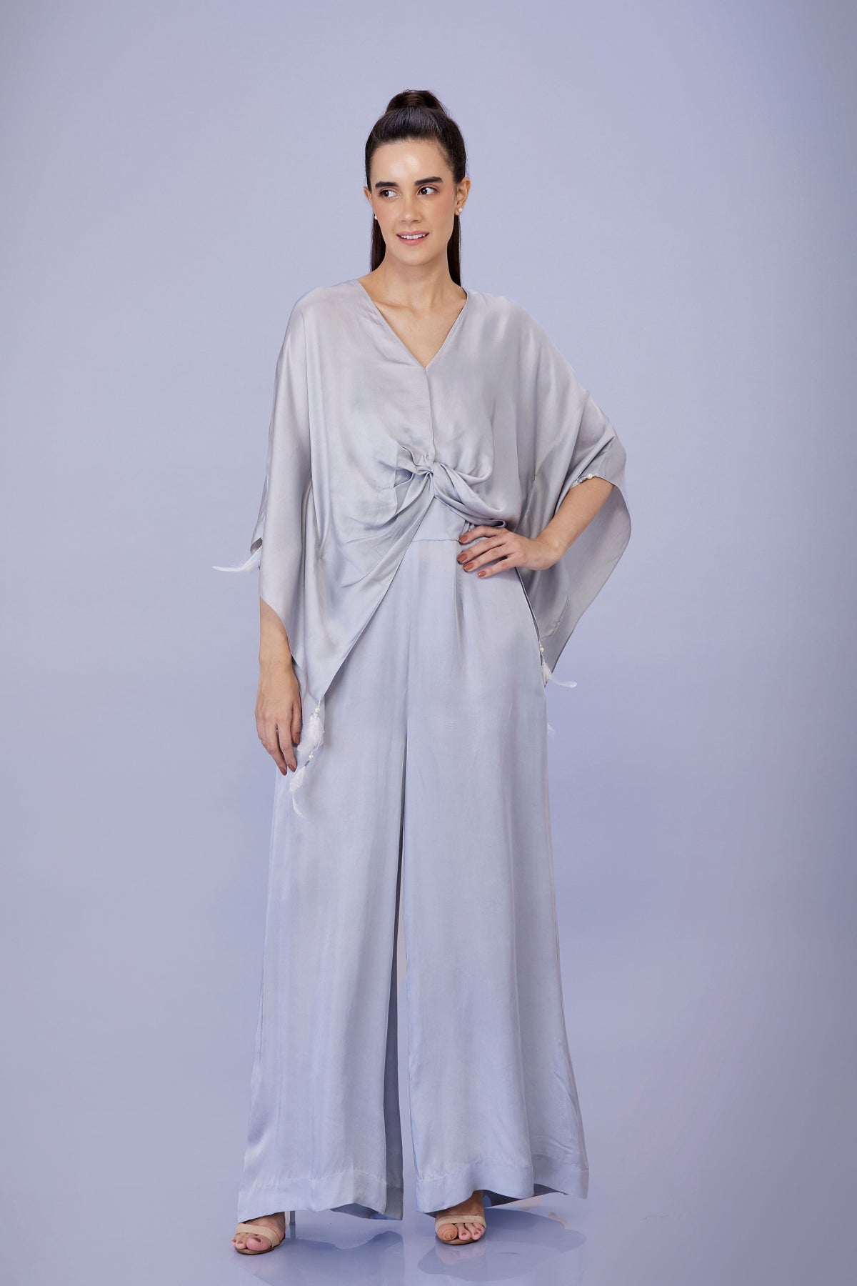 Light Grey Kaftan And Jumpsuit