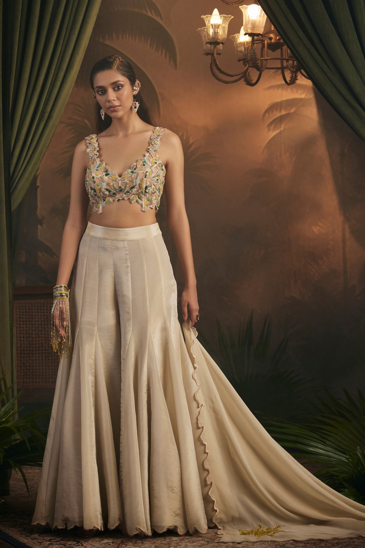 Champagne Embroidered Sharara Set