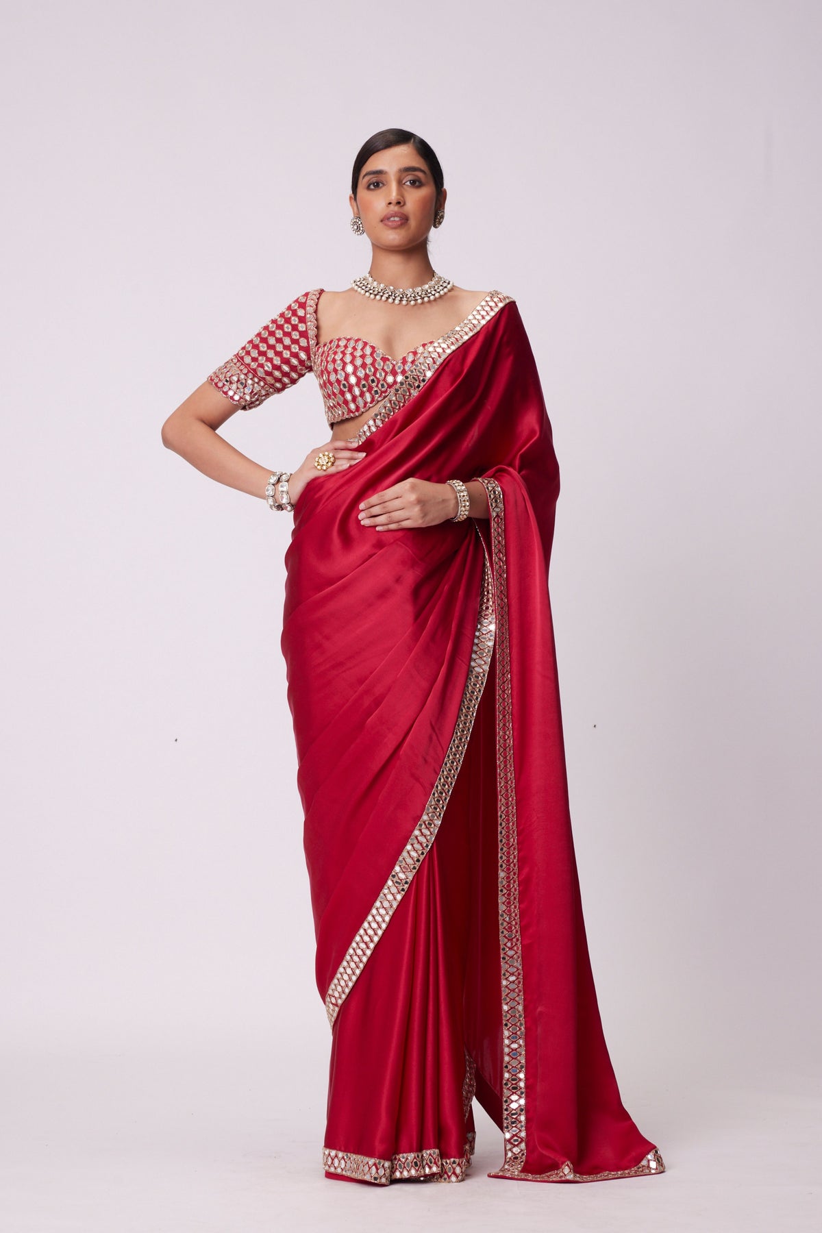 Crimson Red Saree Set