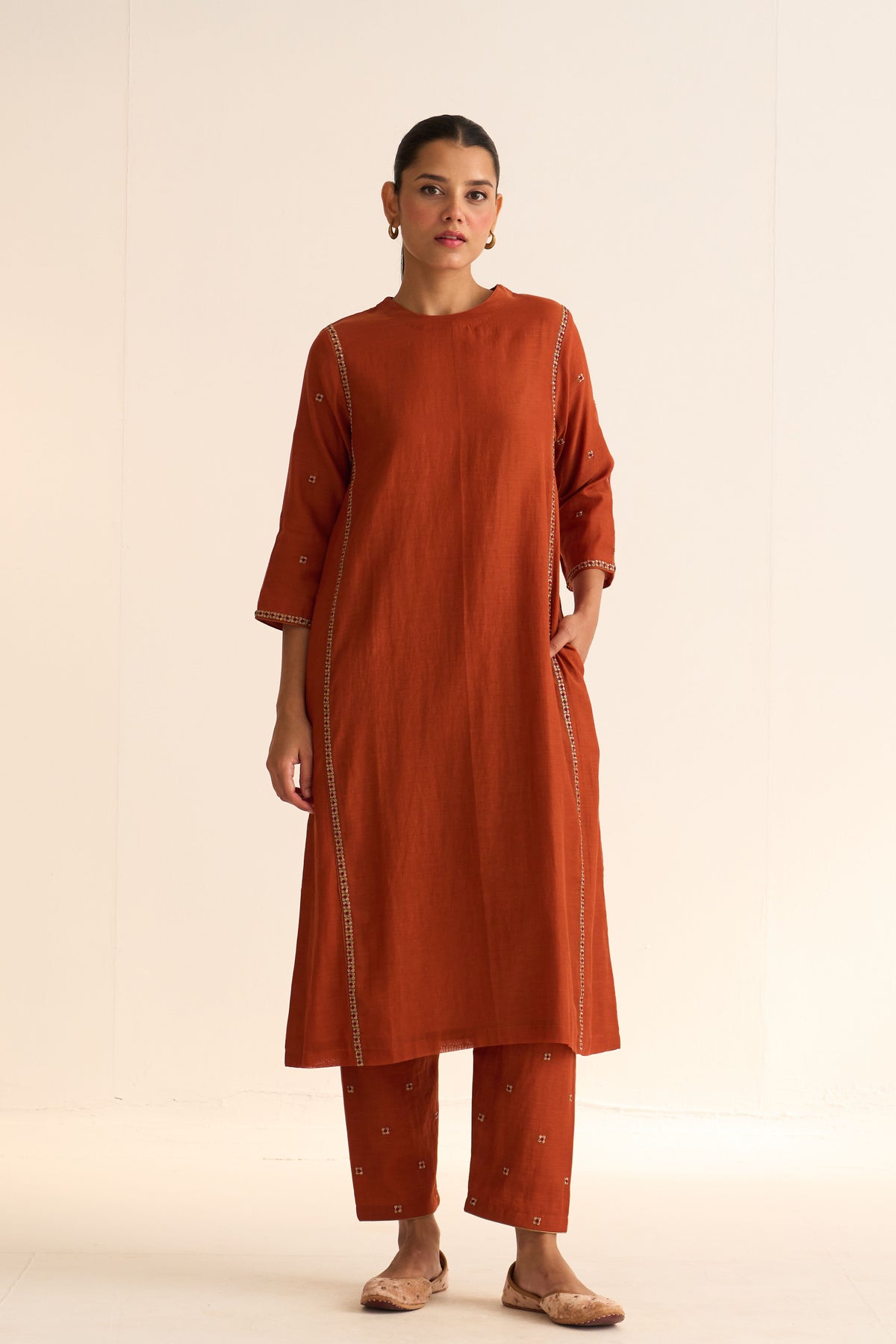 Gulnaar Rust Orange Kurta