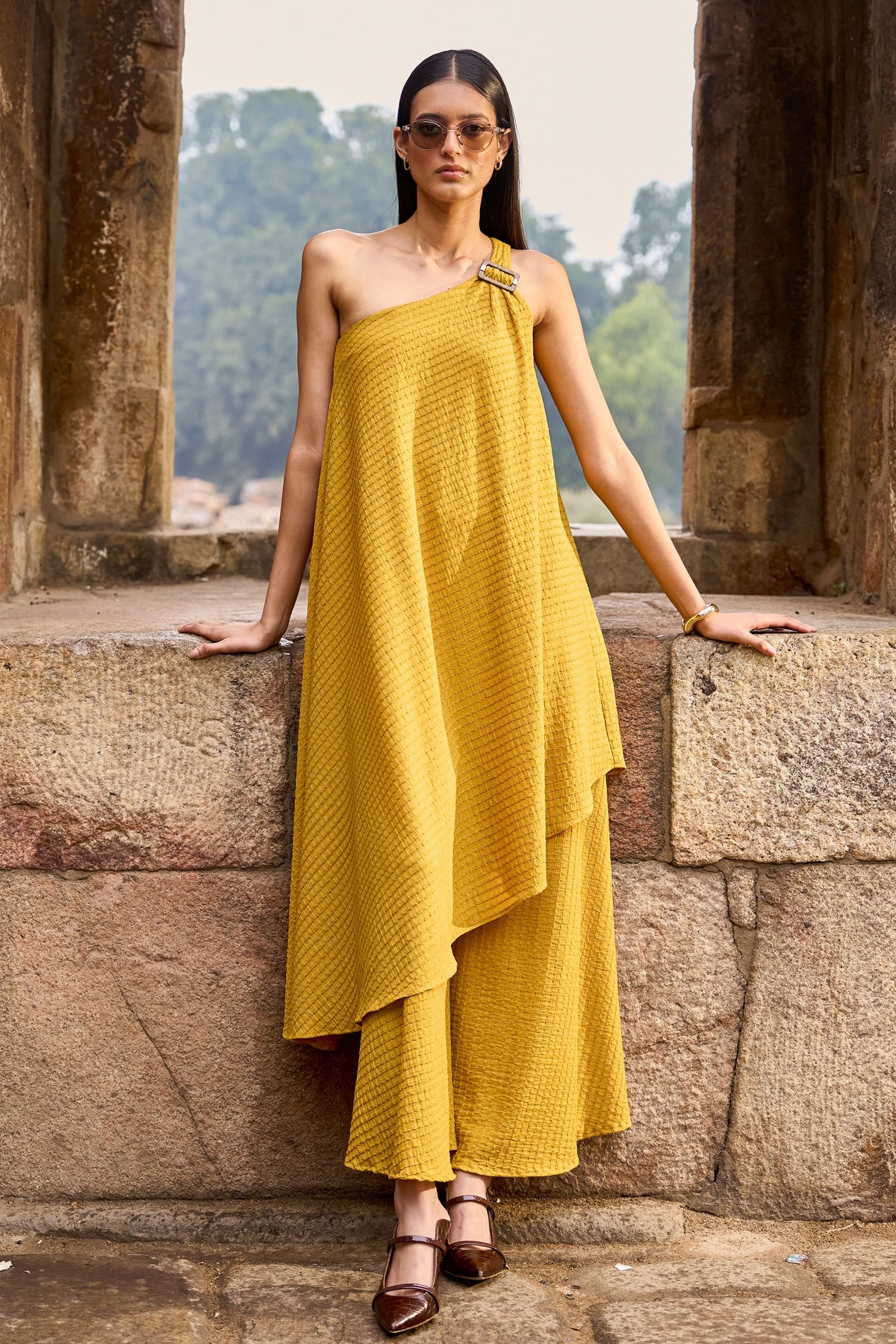 Tuscan Yellow One Shoulder Top