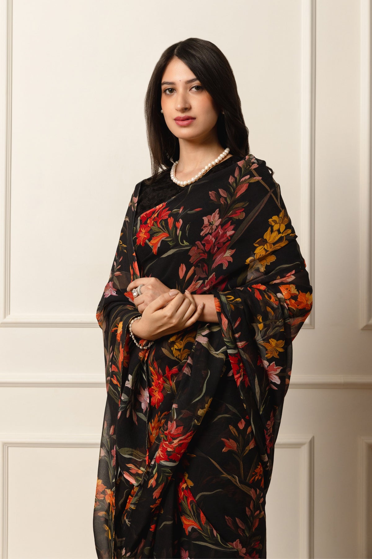 Camille Printed French Chiffon Saree