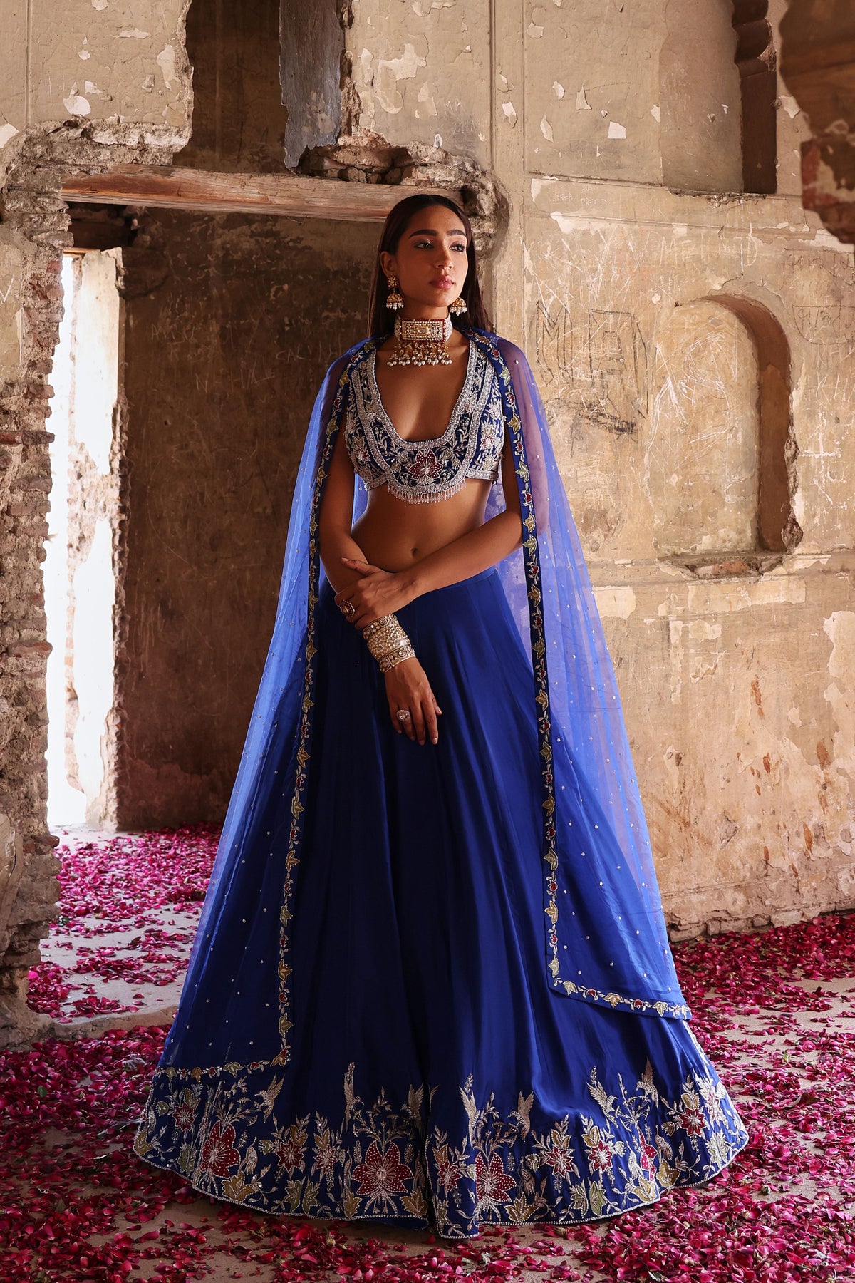 Meera Lehenga in Electric Blue