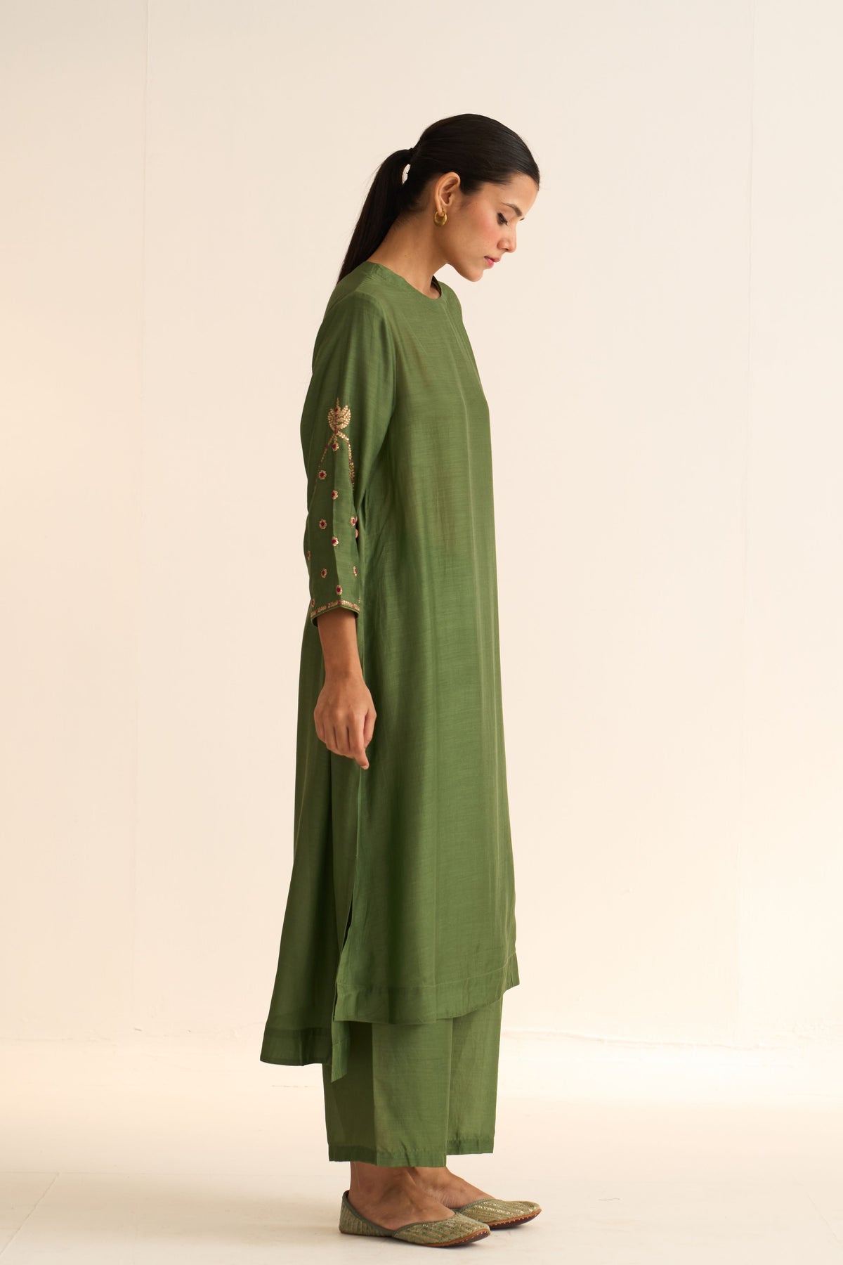 Ambily Olive Green Kurta