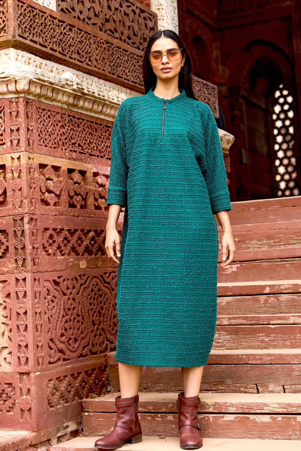 Emerald Knit Midi Dress