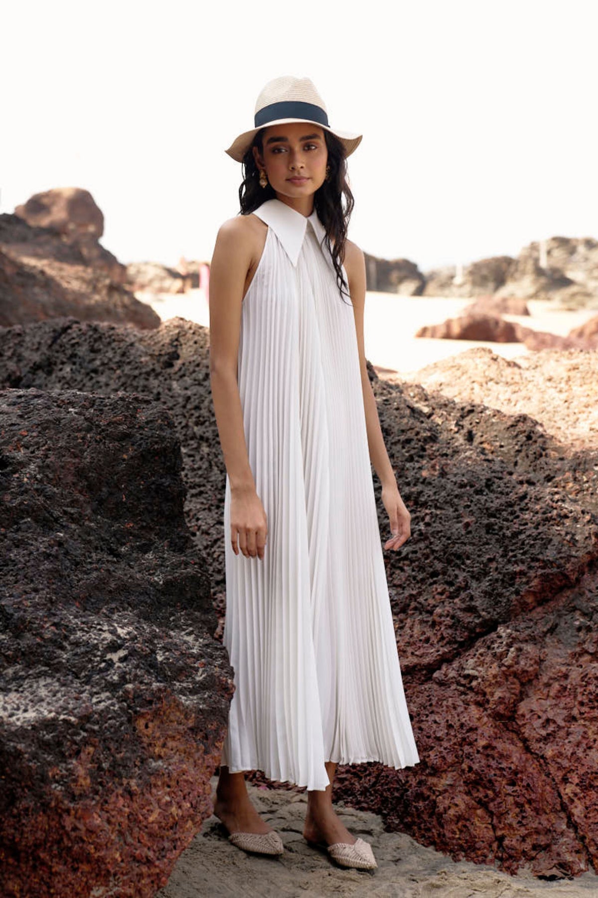 White Pleated Dress