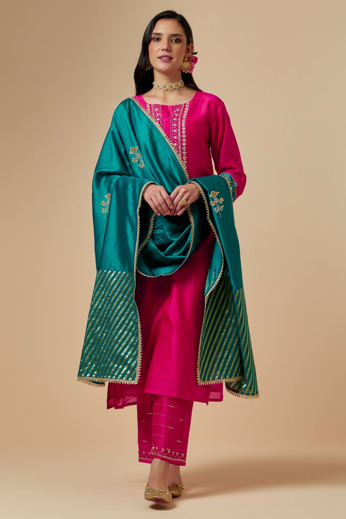 Green Silk Chanderi Dupatta