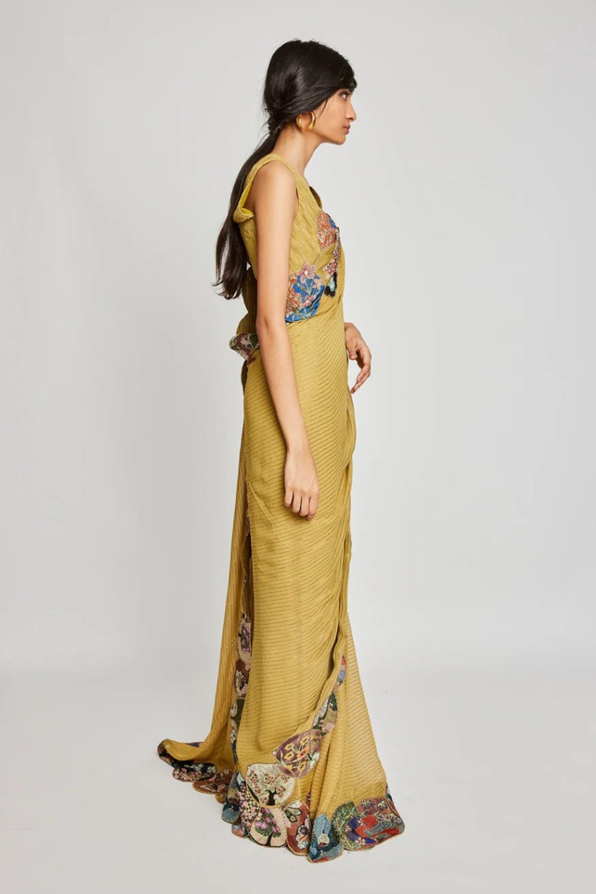 Mustard Serra Saree