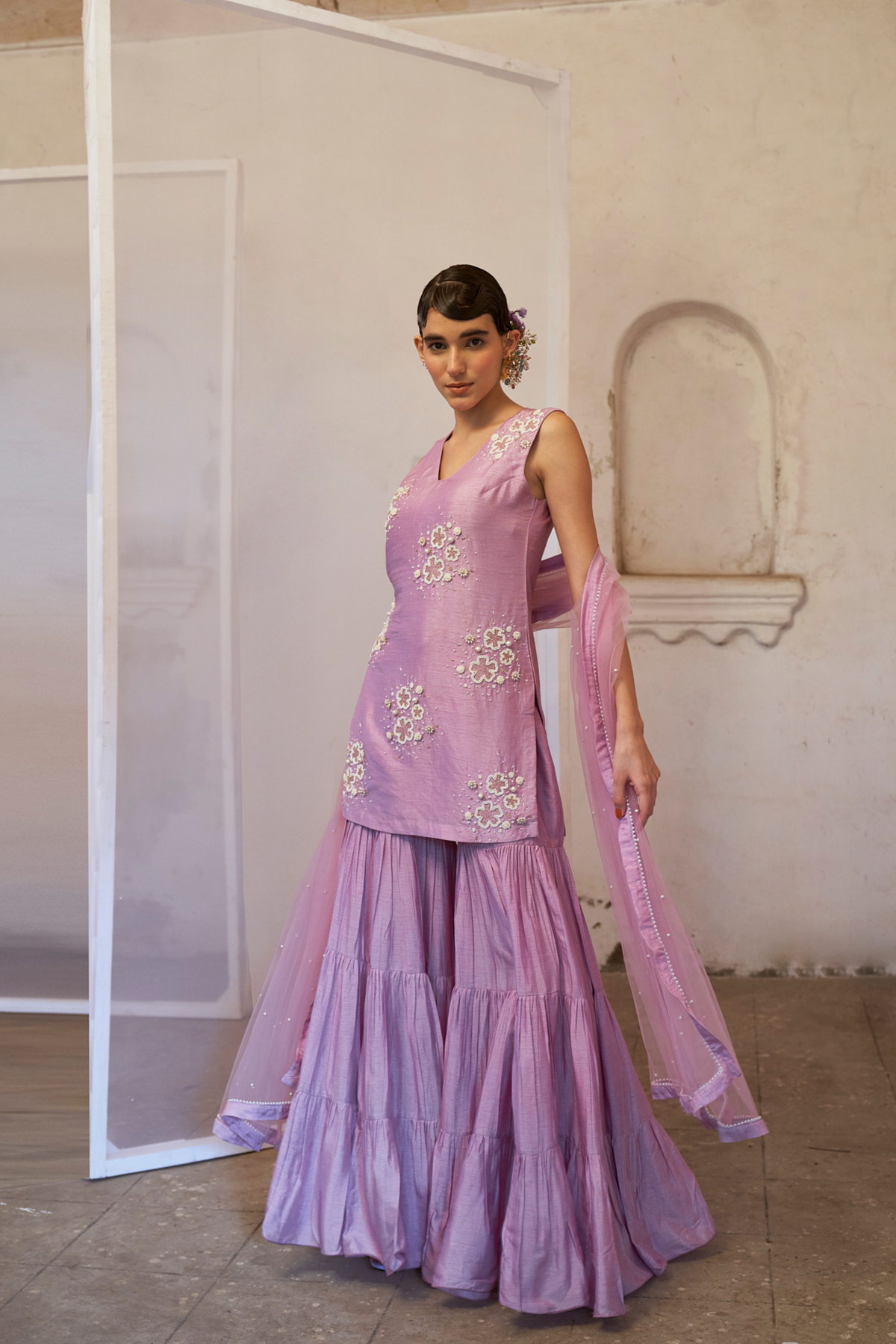 Lilac Dream: Kurta Sharara Set