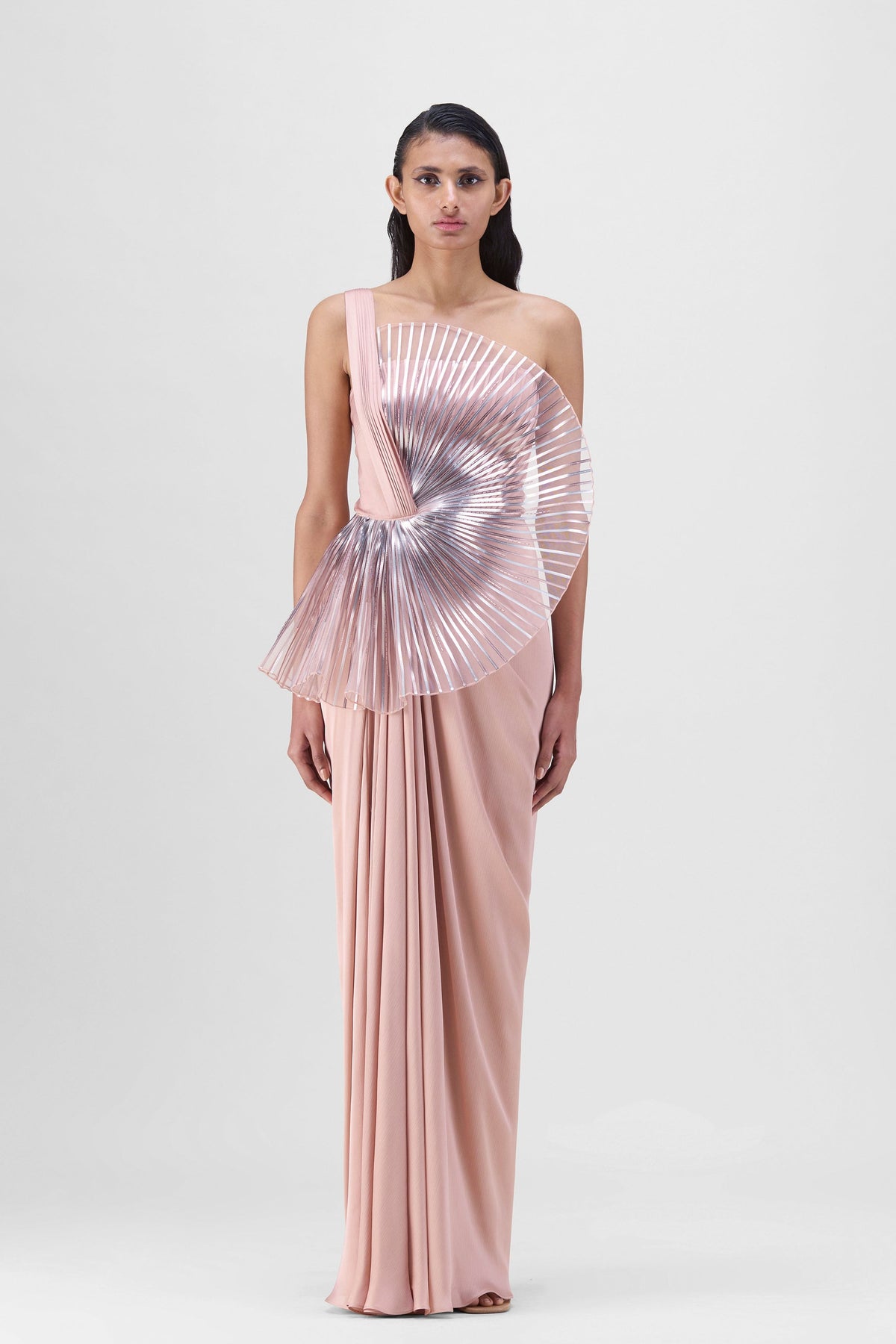 Rose Sun Ray Draped Gown