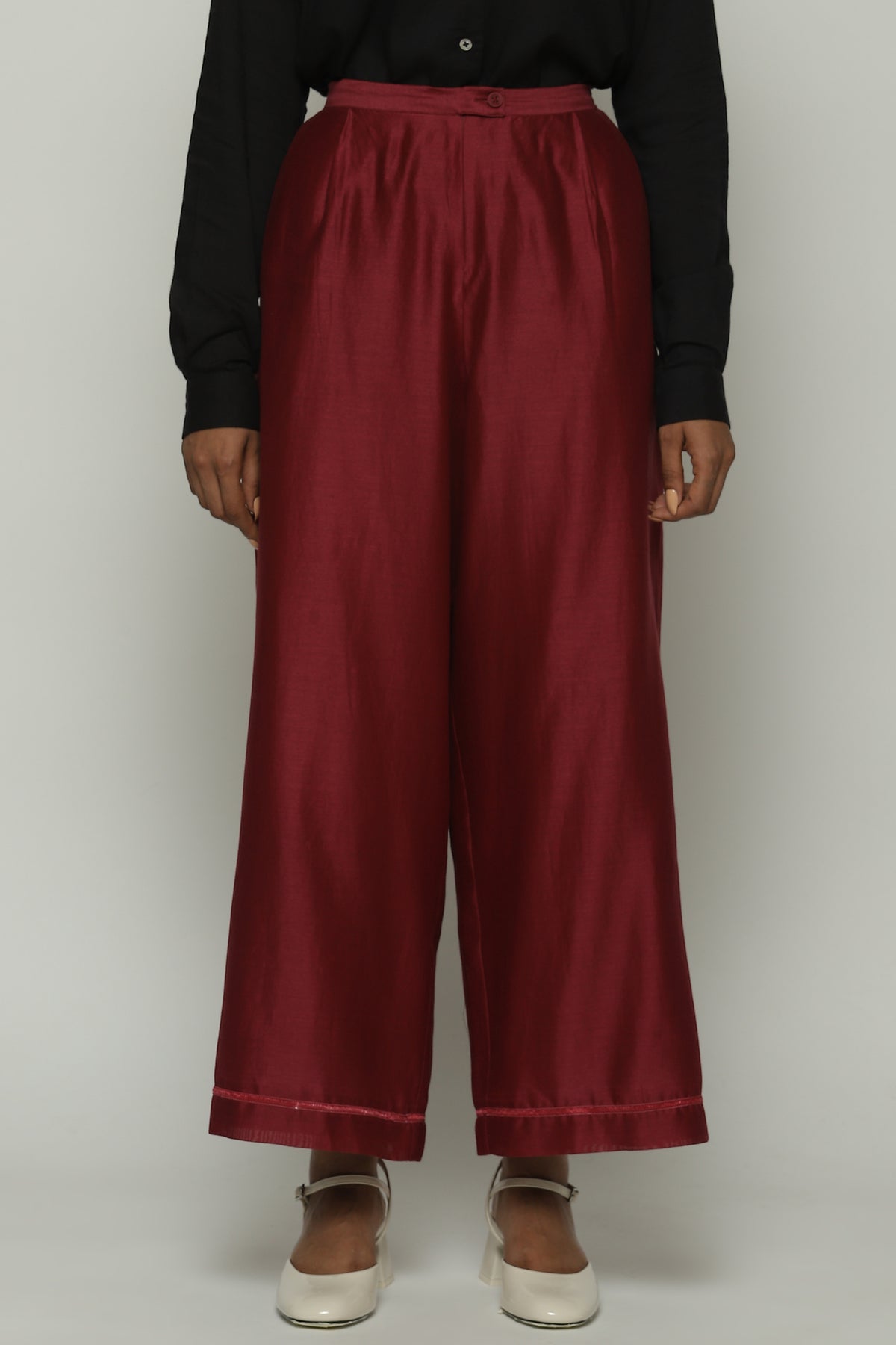 French Knot Neck Wine Trouser