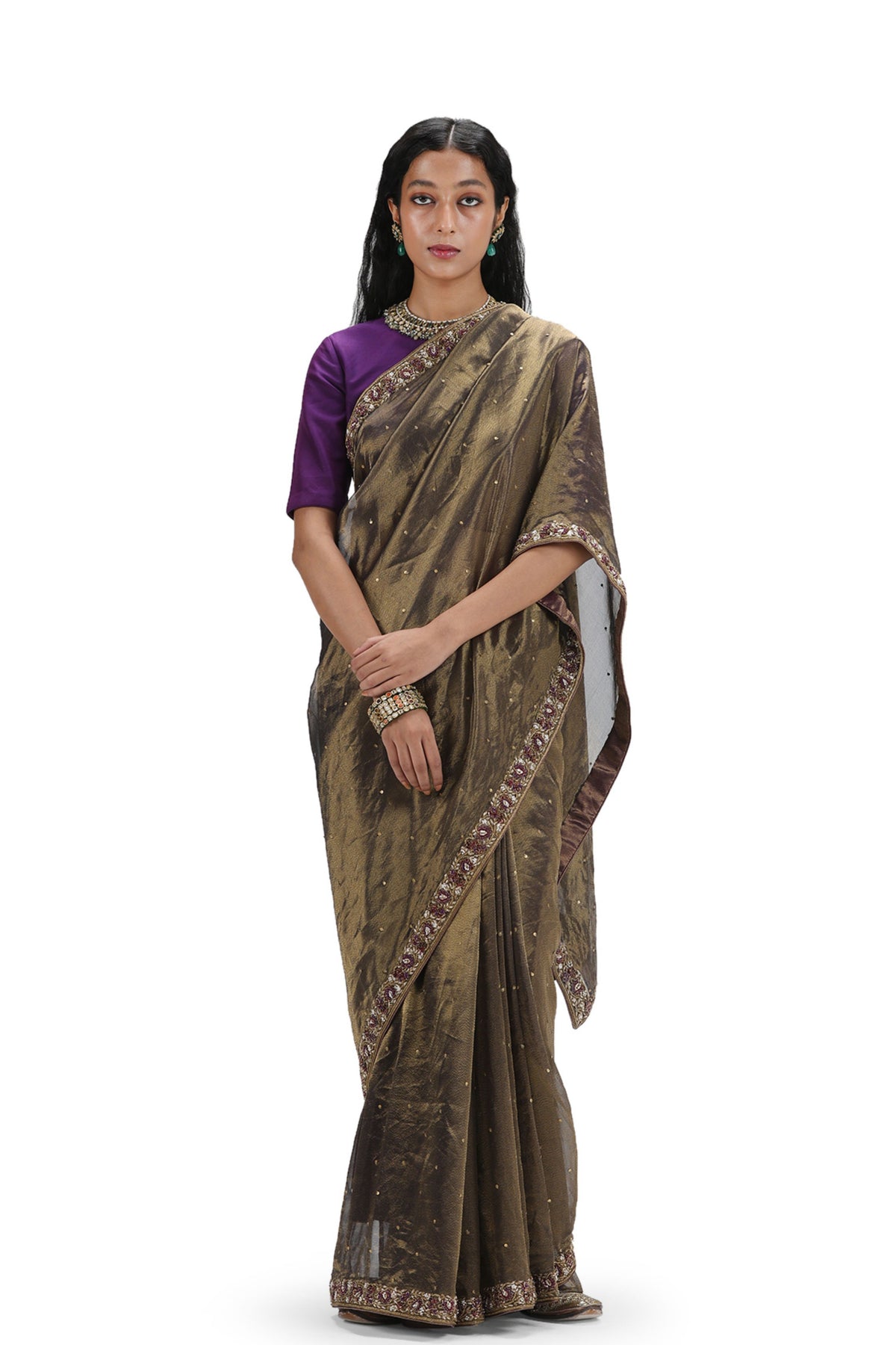 Jagadisvari Grey Saree Set